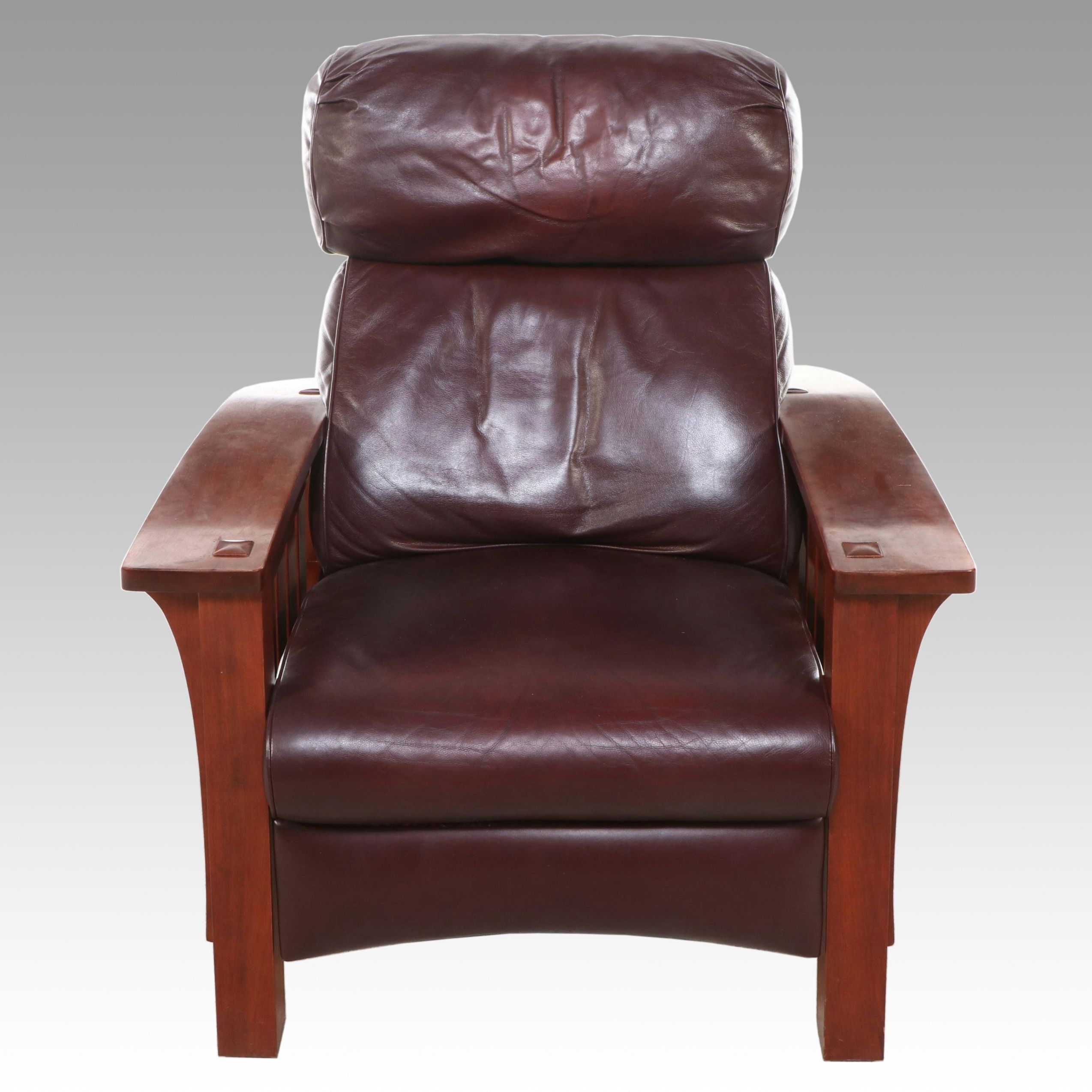 Stickley Arts & Crafts Style Cherry and Leather Recliner
