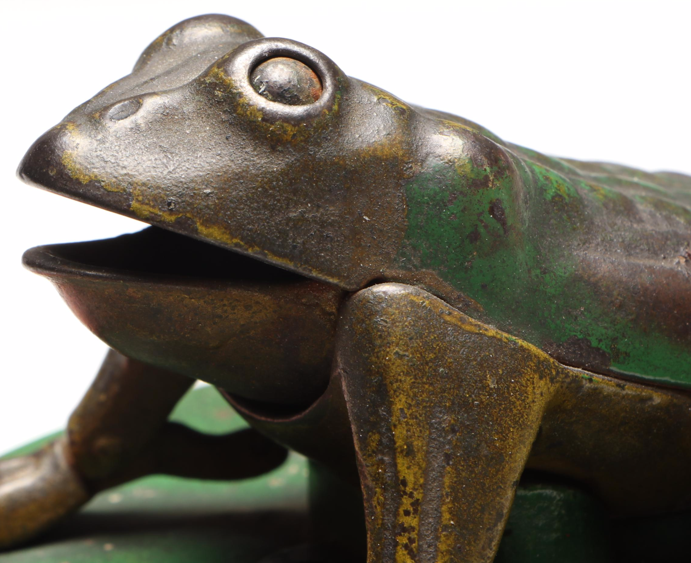 J & E Stevens Co. Cast Iron Mechanical Frog Bank, Late 19th Century