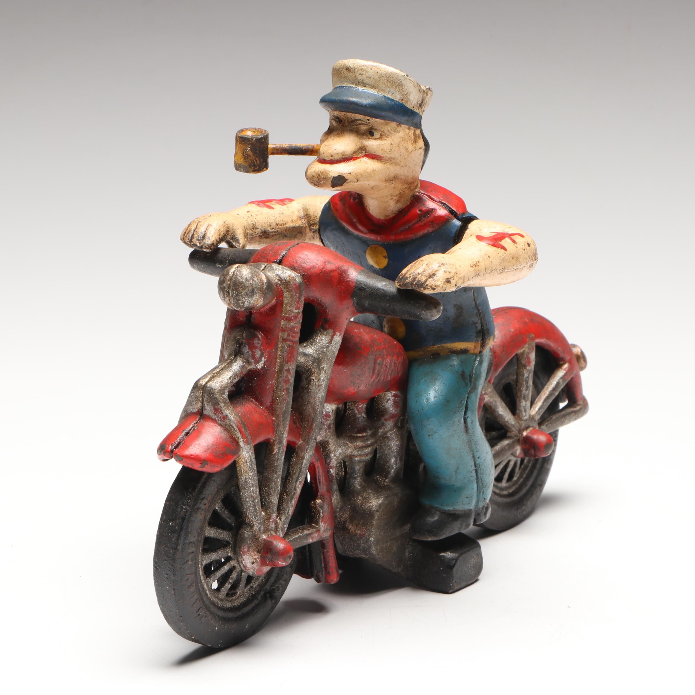 Hubley Reproduction "Popeye Motorcycle Patrol" Cast Iron Figurine