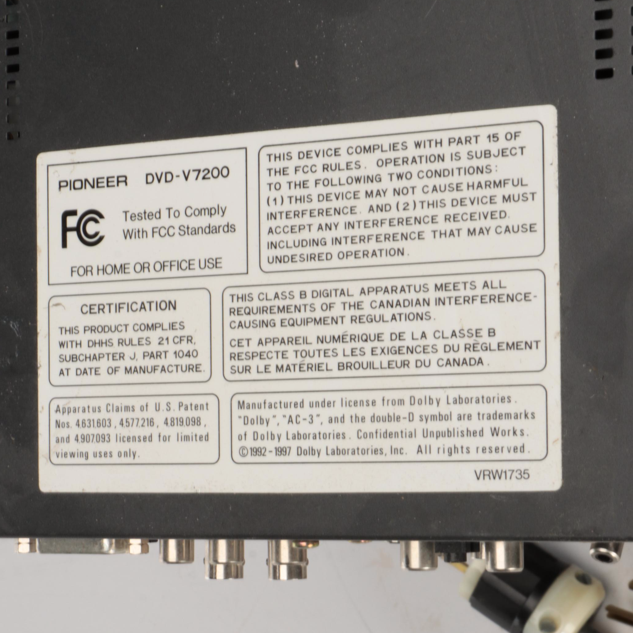 Pioneer V7200D Industrial DVD Players