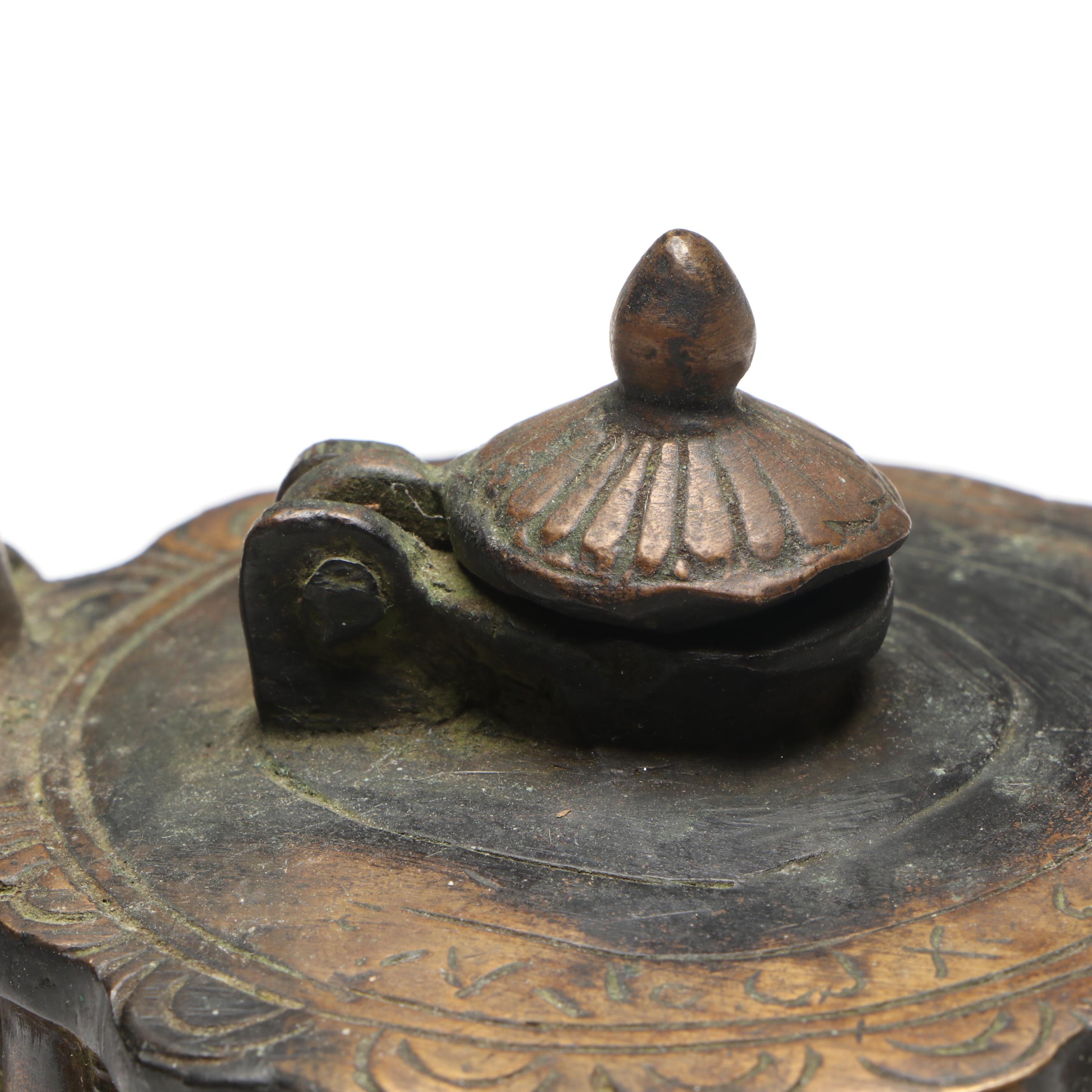 Indo-Persian Style Bronze Elephant Inkwell