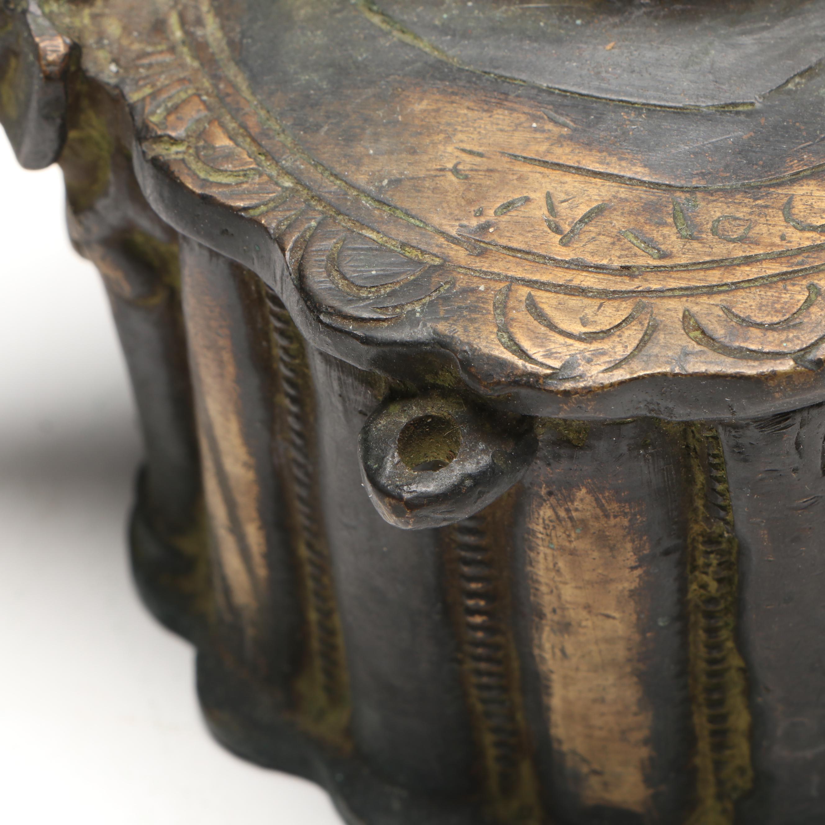 Indo-Persian Style Bronze Elephant Inkwell