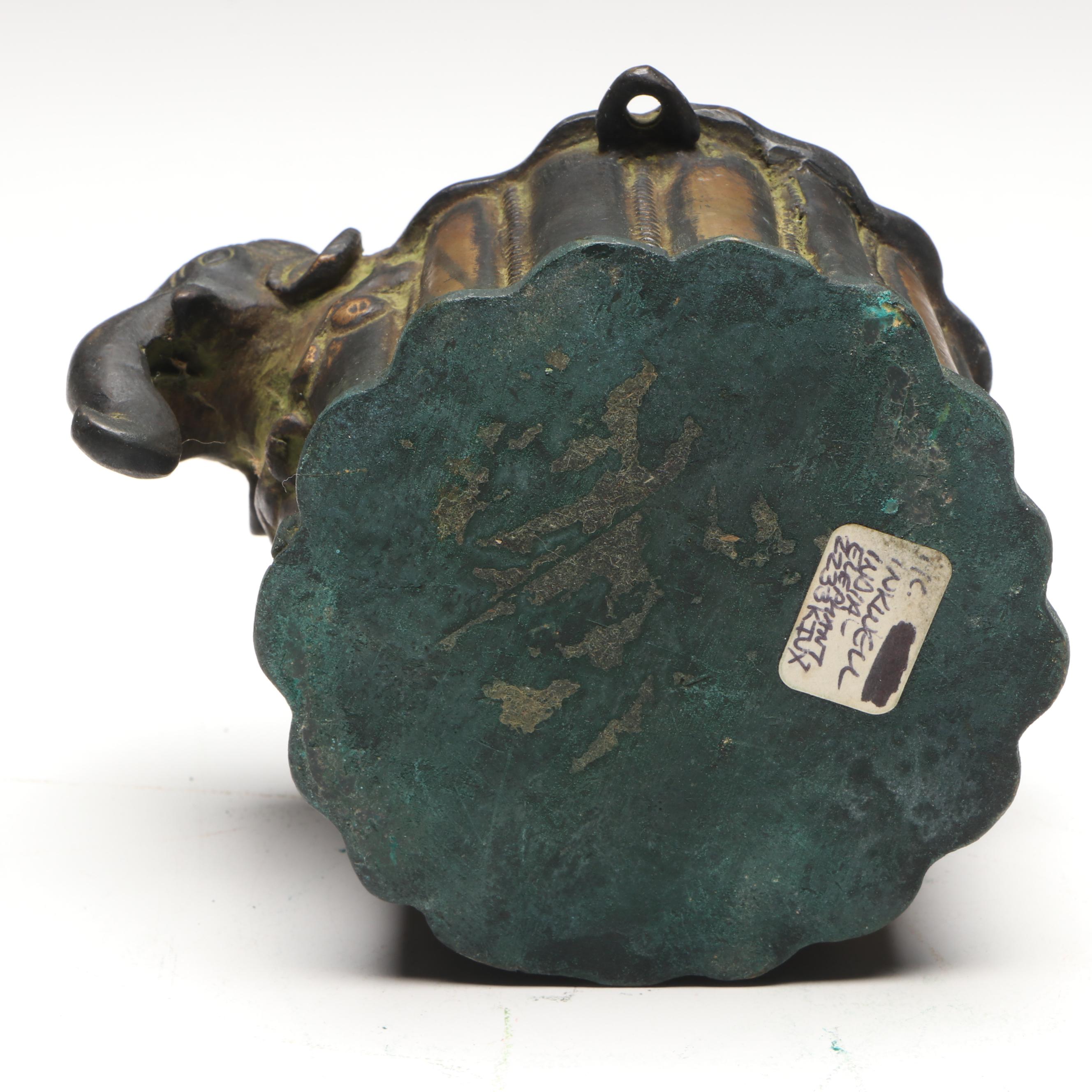 Indo-Persian Style Bronze Elephant Inkwell