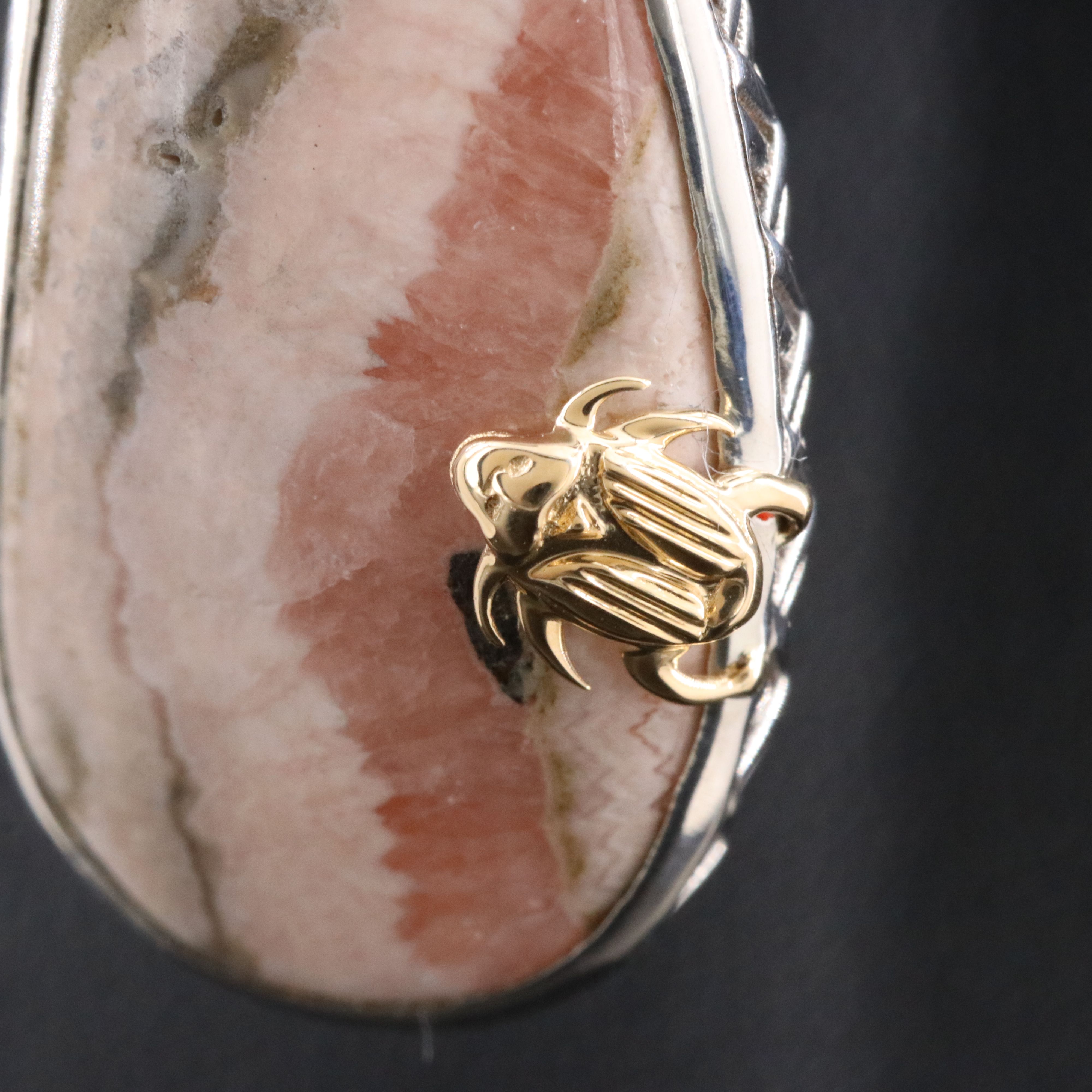 Stephen Dweck Sterling Rhodochrosite and Pearl Pendant Earrings