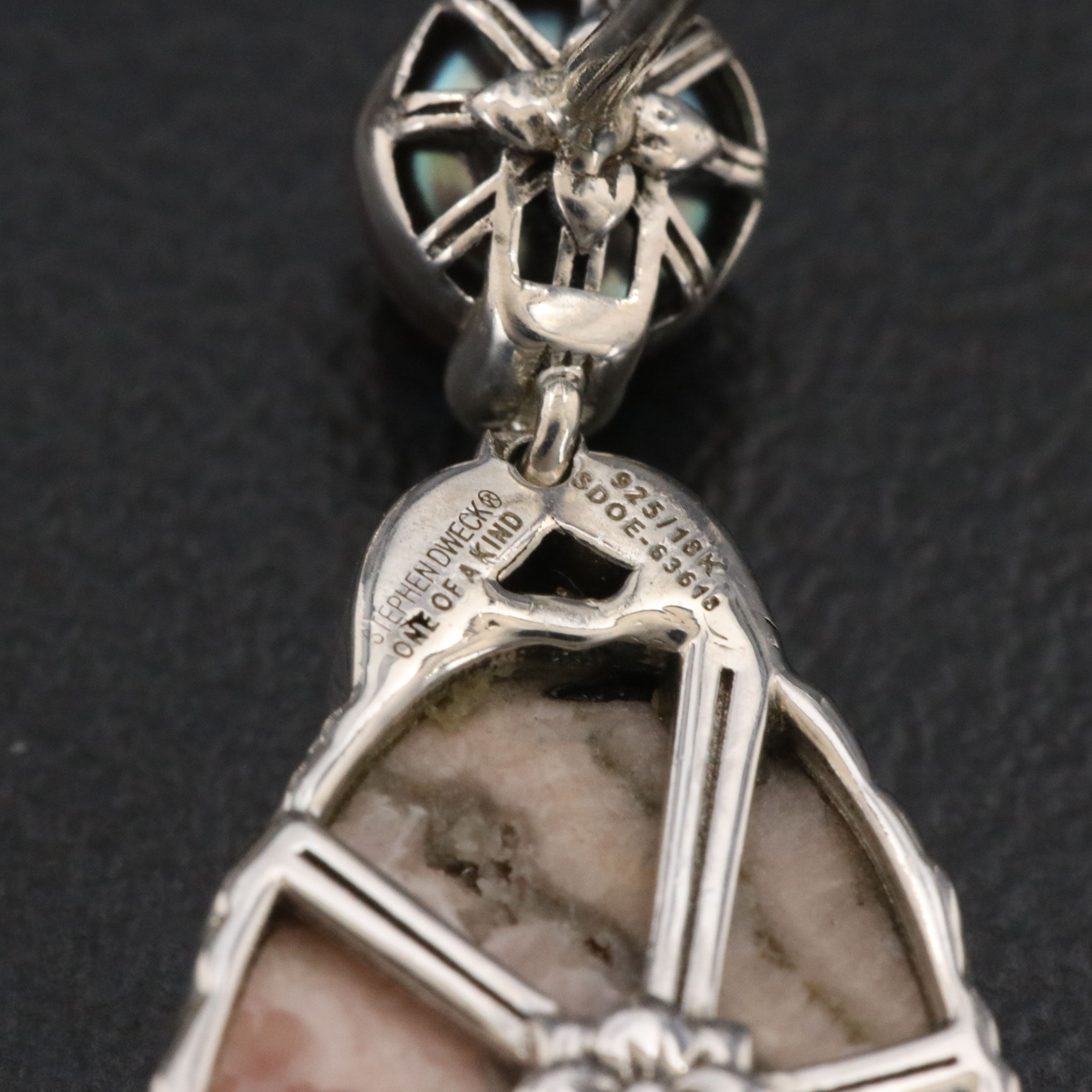 Stephen Dweck Sterling Rhodochrosite and Pearl Pendant Earrings