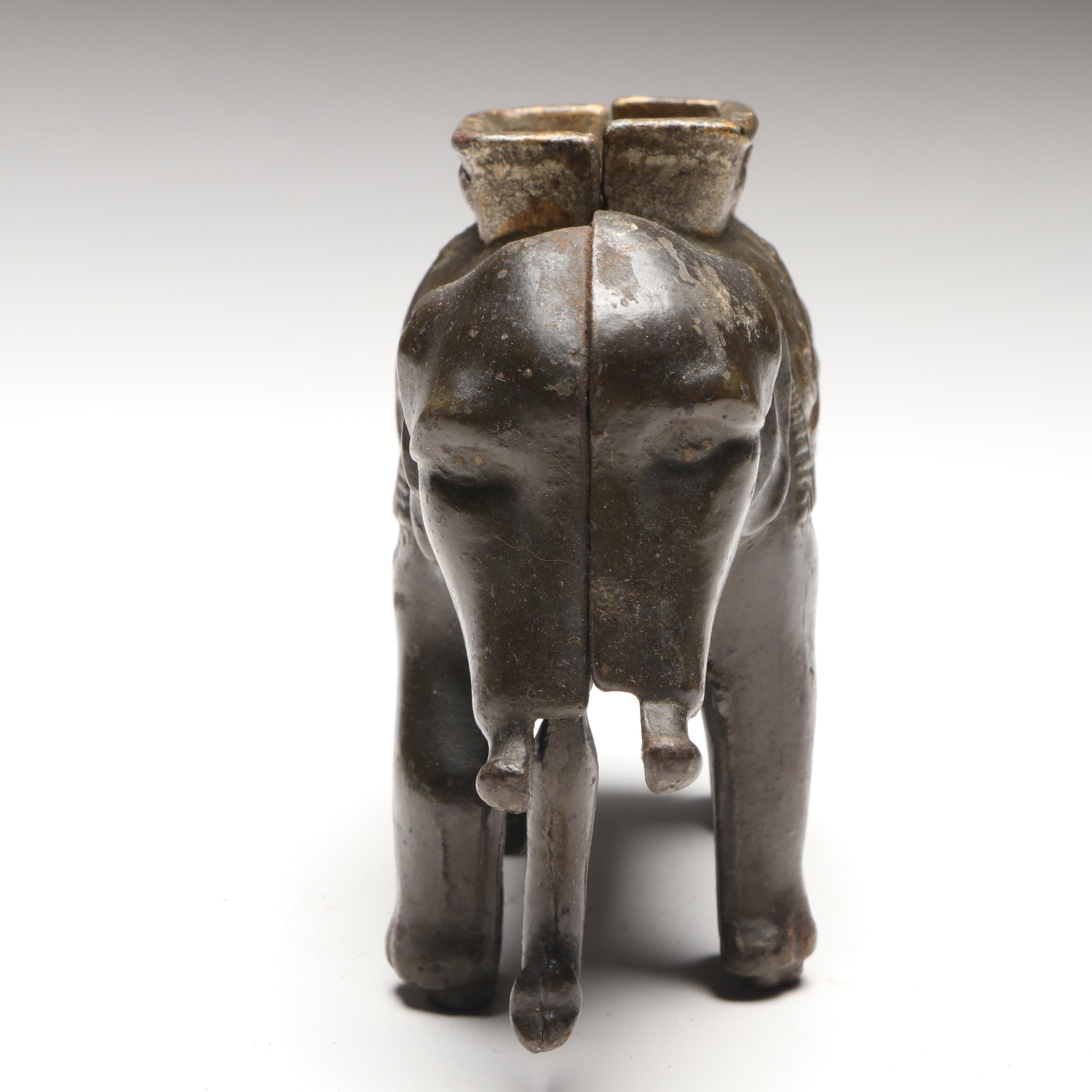 A. C. Williams Cast Iron Semi-Mechanical Elephant Coin Bank with Swinging Trunk