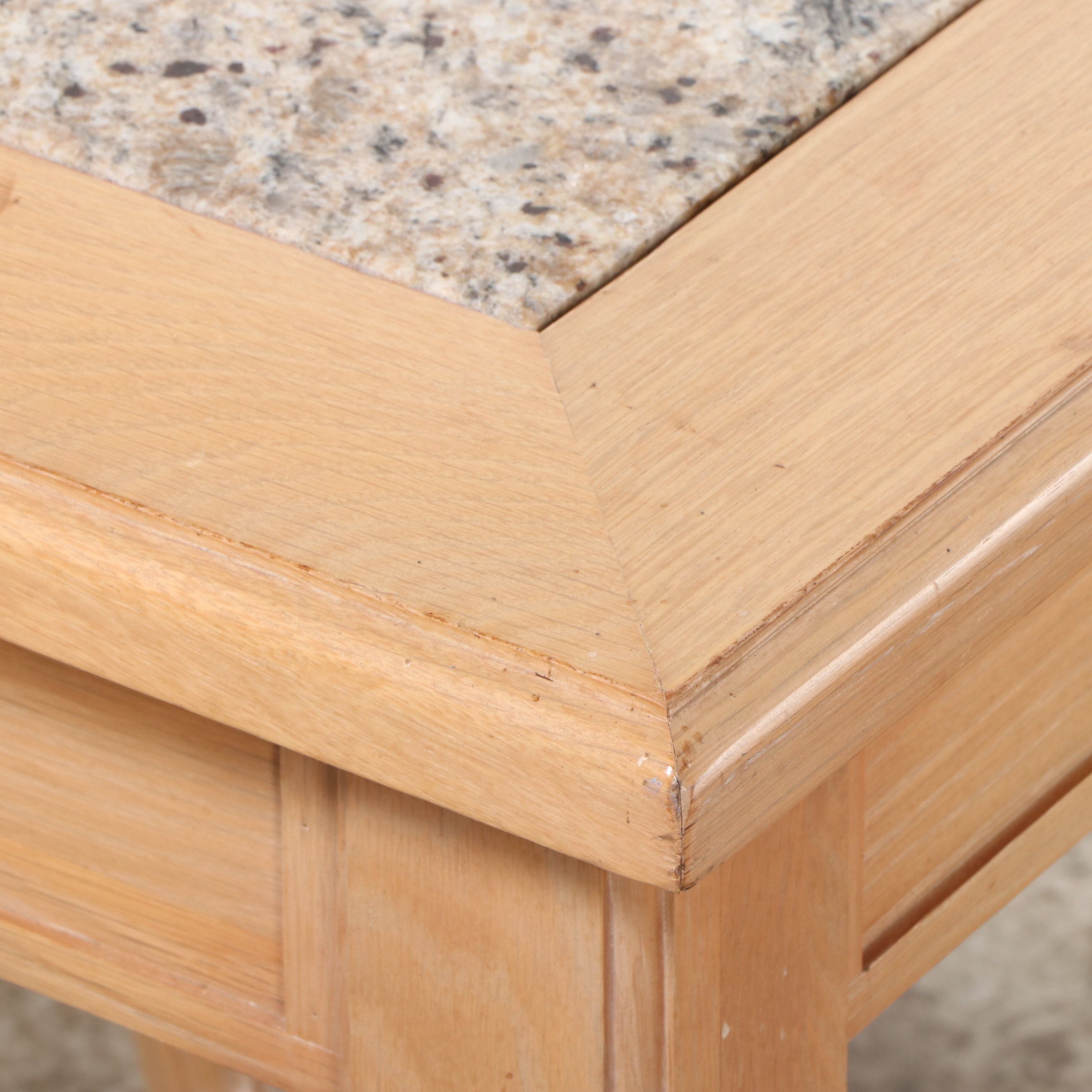 Oak Side Table with Inset Granite Top