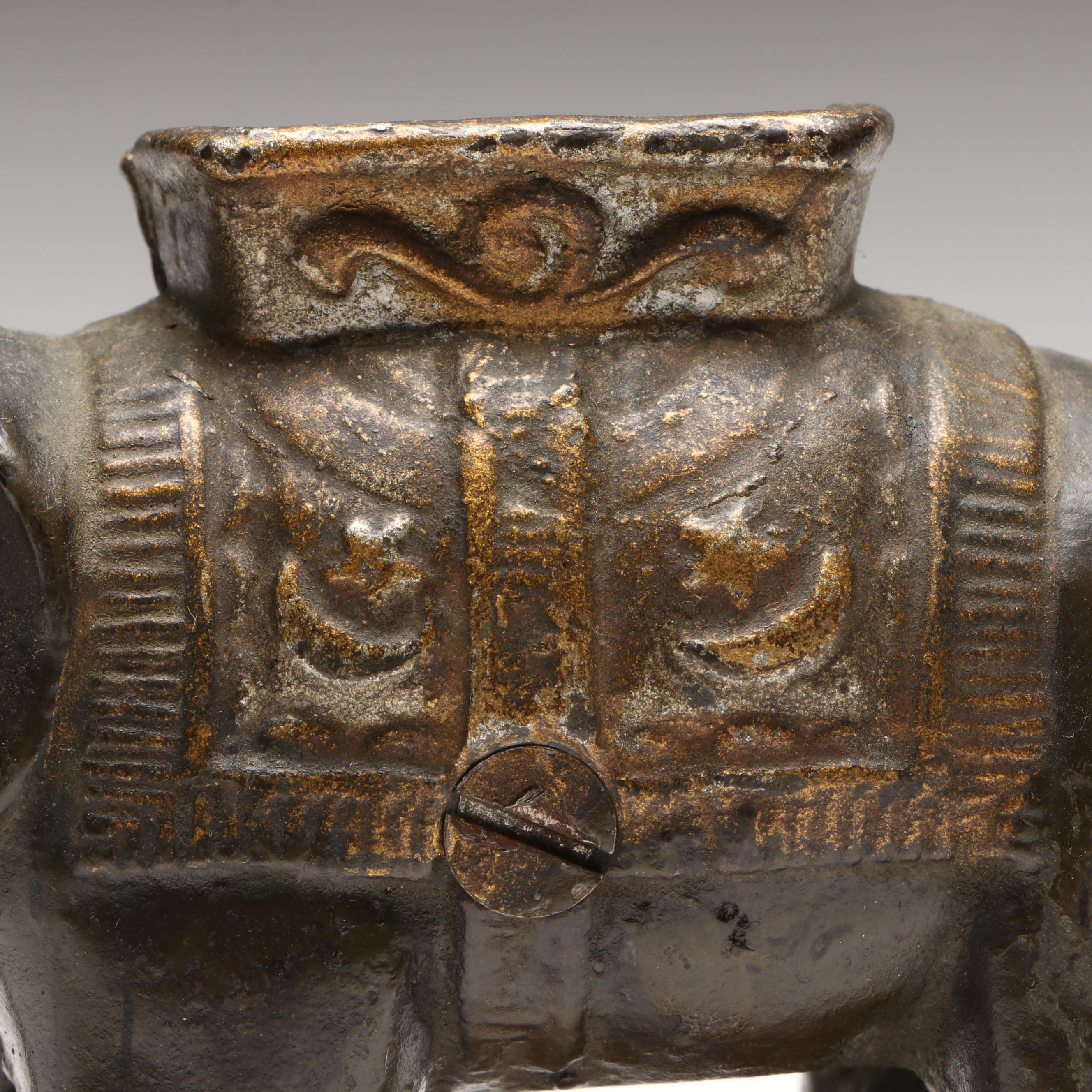 A. C. Williams Cast Iron Semi-Mechanical Elephant Coin Bank with Swinging Trunk