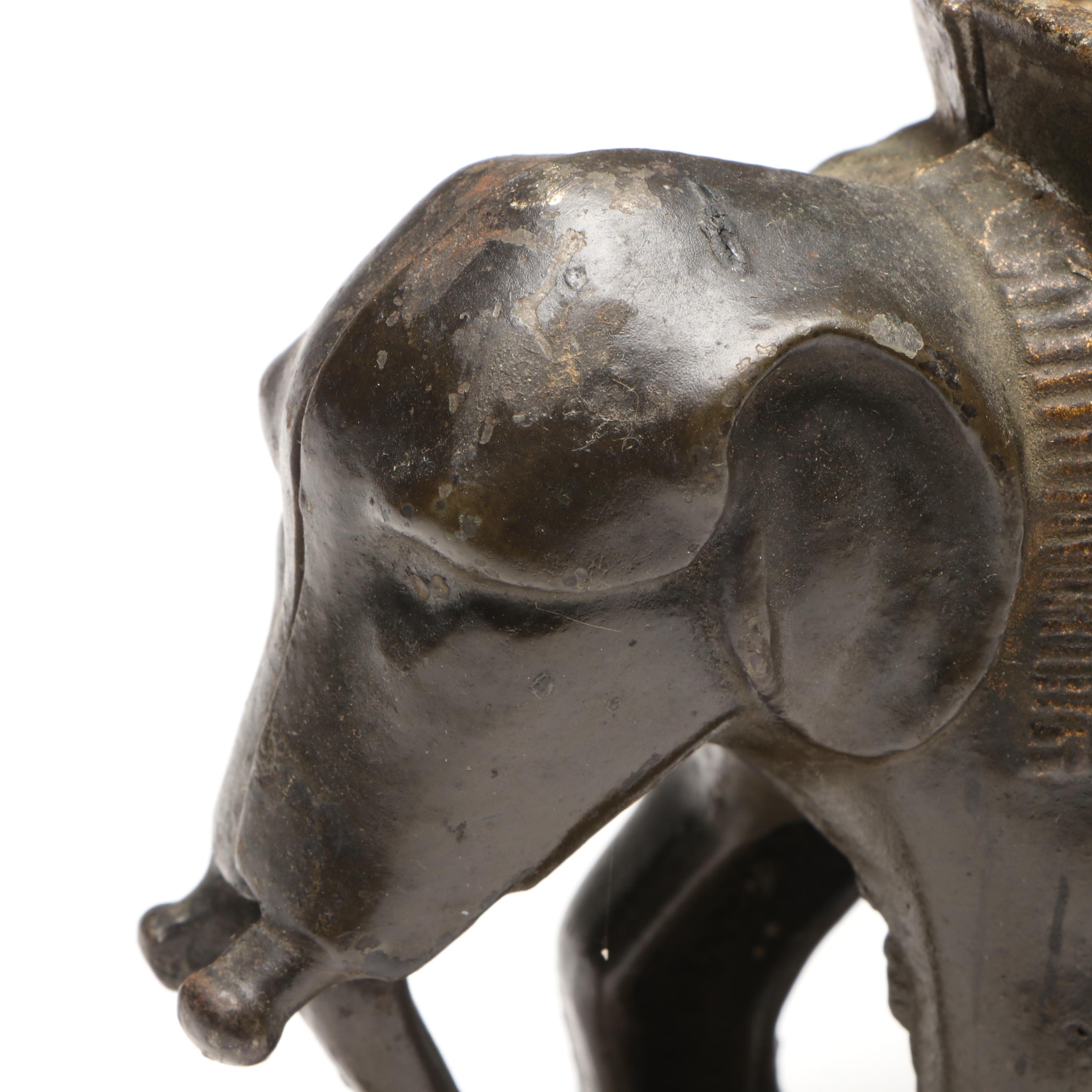 A. C. Williams Cast Iron Semi-Mechanical Elephant Coin Bank with Swinging Trunk