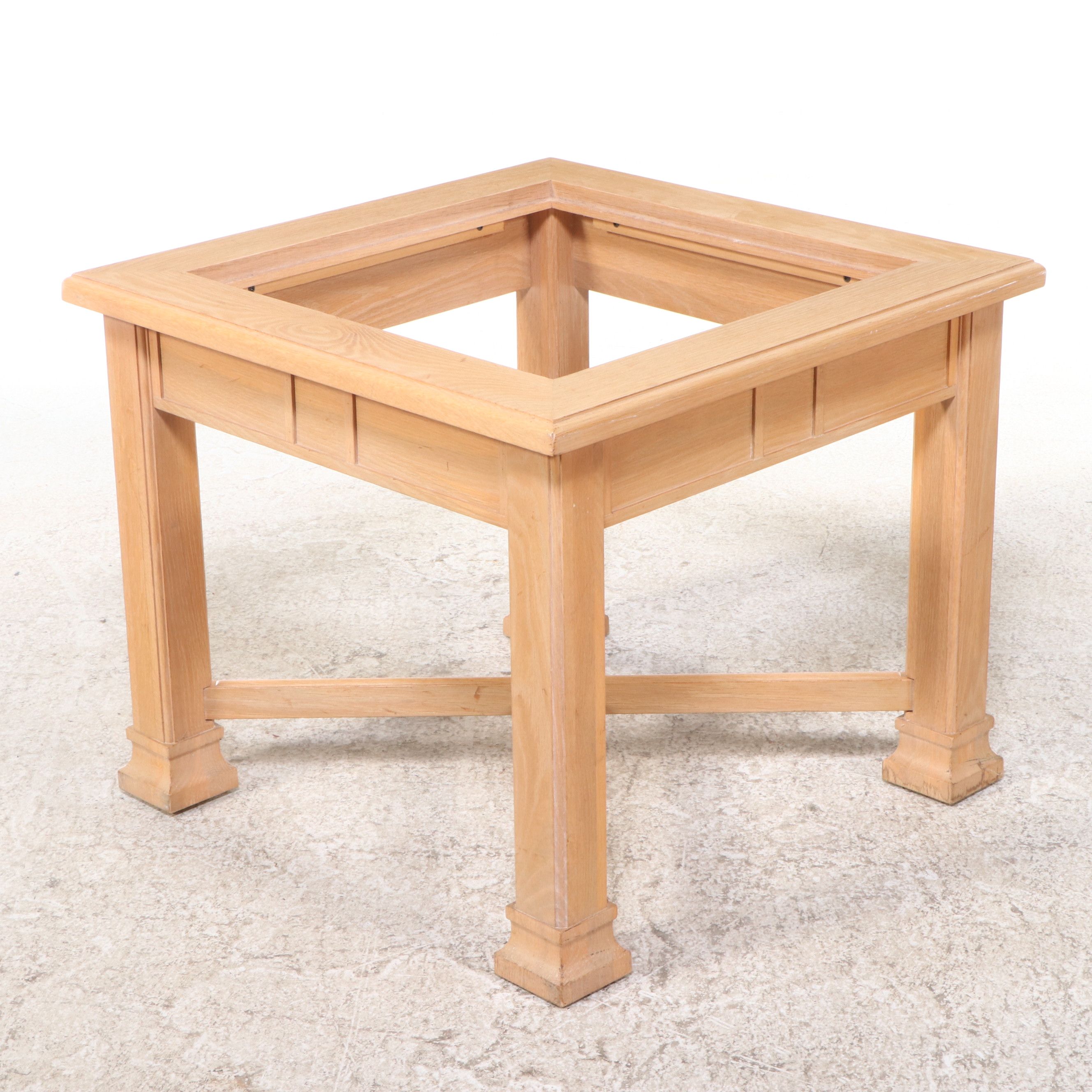 Oak Side Table with Inset Granite Top