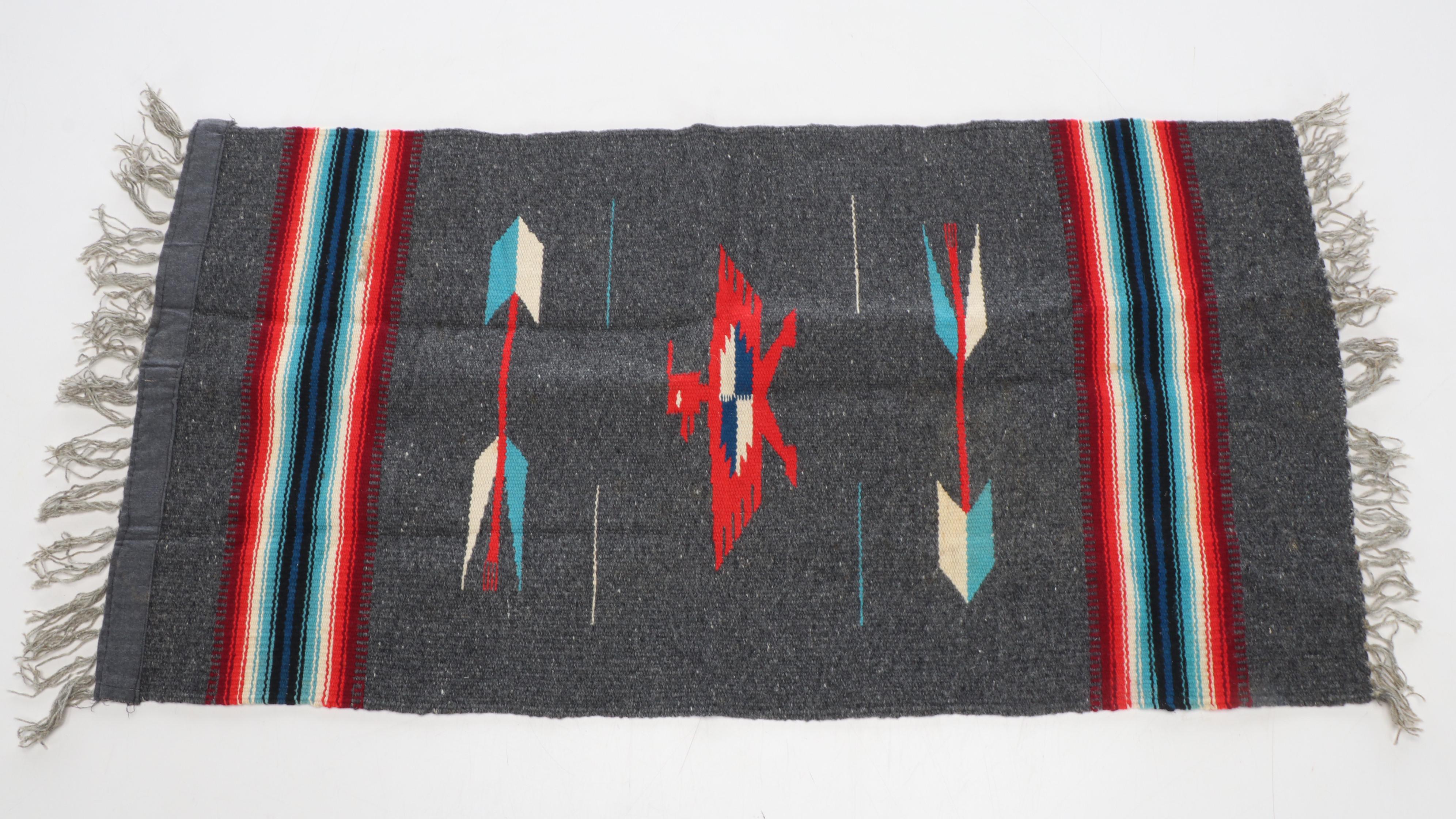 2'2" x 1'7" Chimayo Handwoven Rug and Mat with Mexican Saltillo Mat