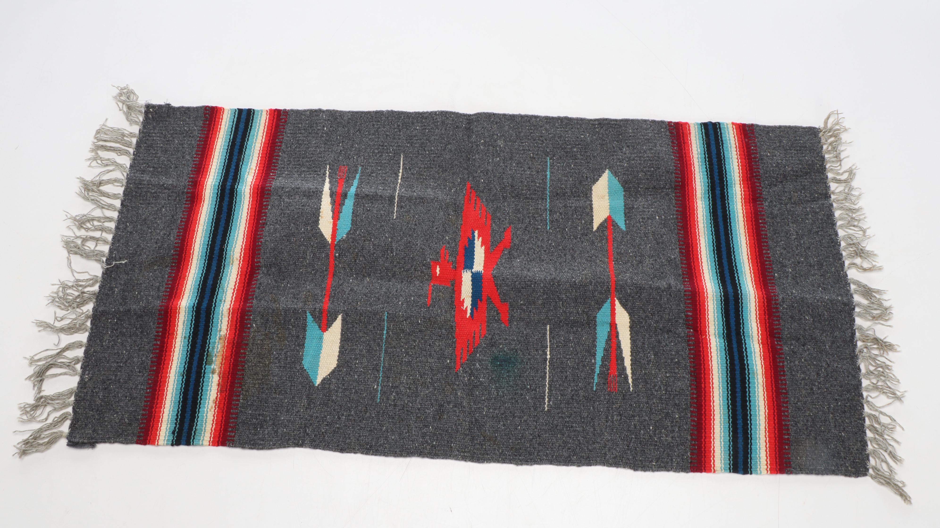 2'2" x 1'7" Chimayo Handwoven Rug and Mat with Mexican Saltillo Mat