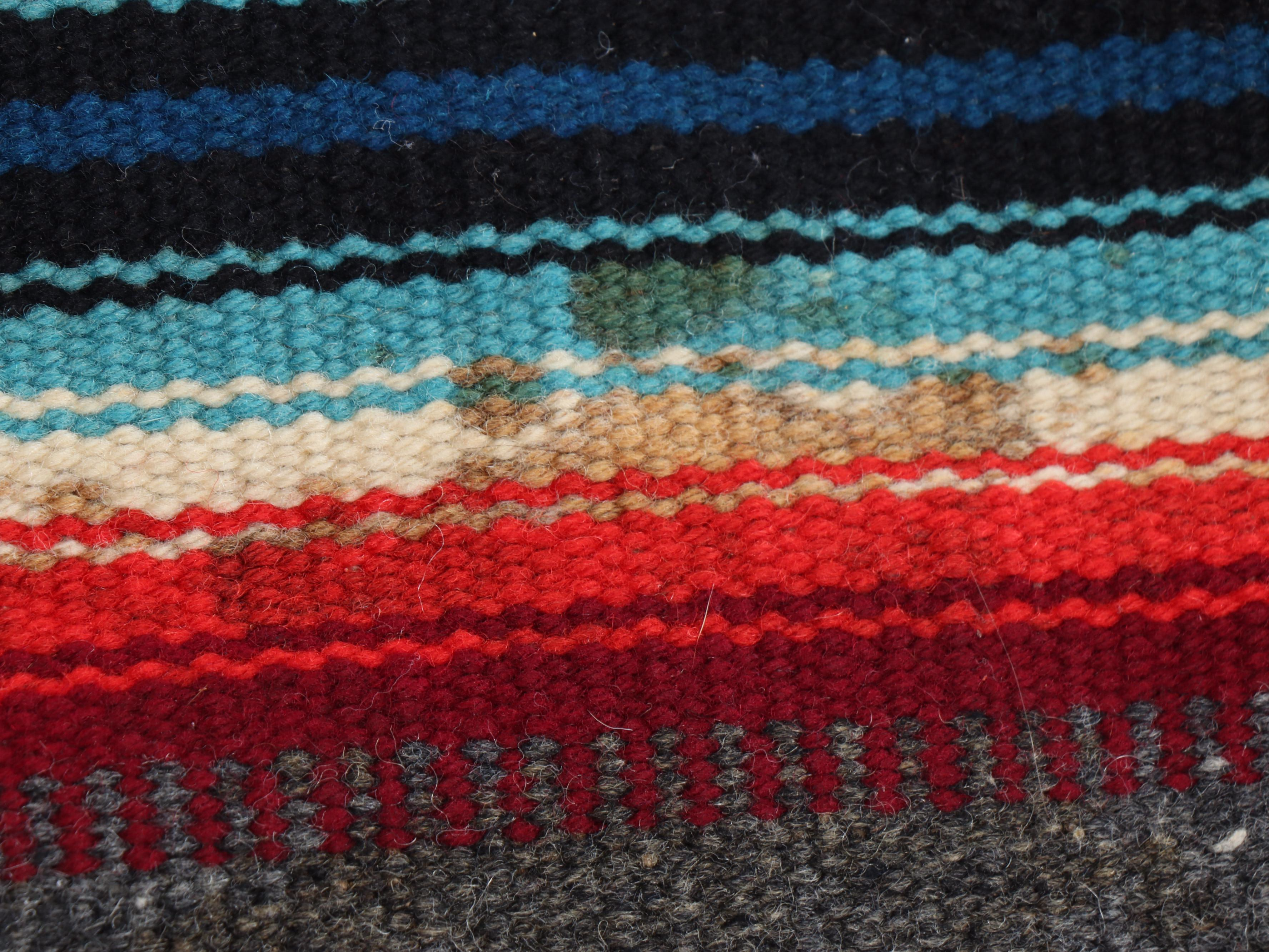 2'2" x 1'7" Chimayo Handwoven Rug and Mat with Mexican Saltillo Mat