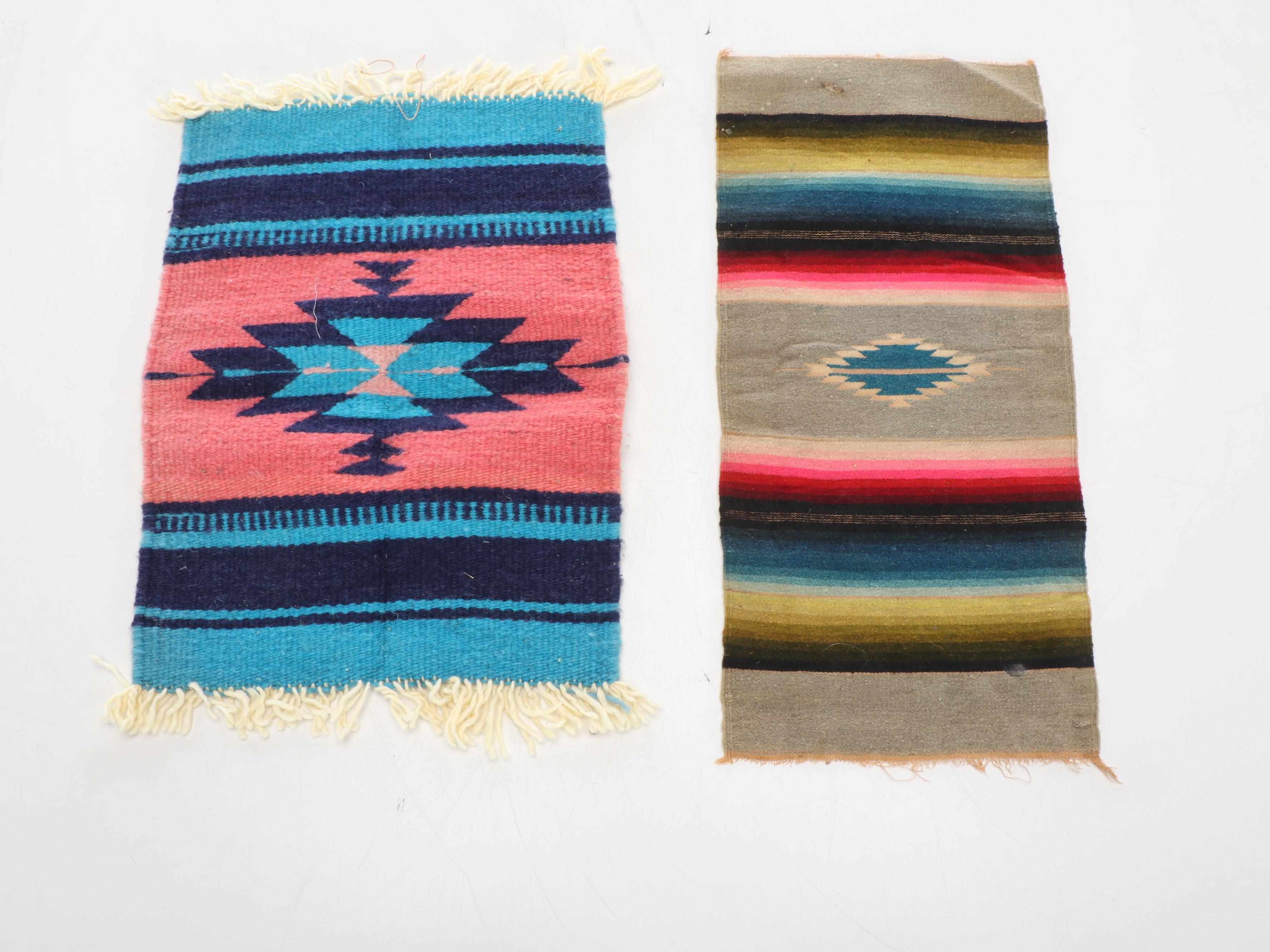 2'2" x 1'7" Chimayo Handwoven Rug and Mat with Mexican Saltillo Mat