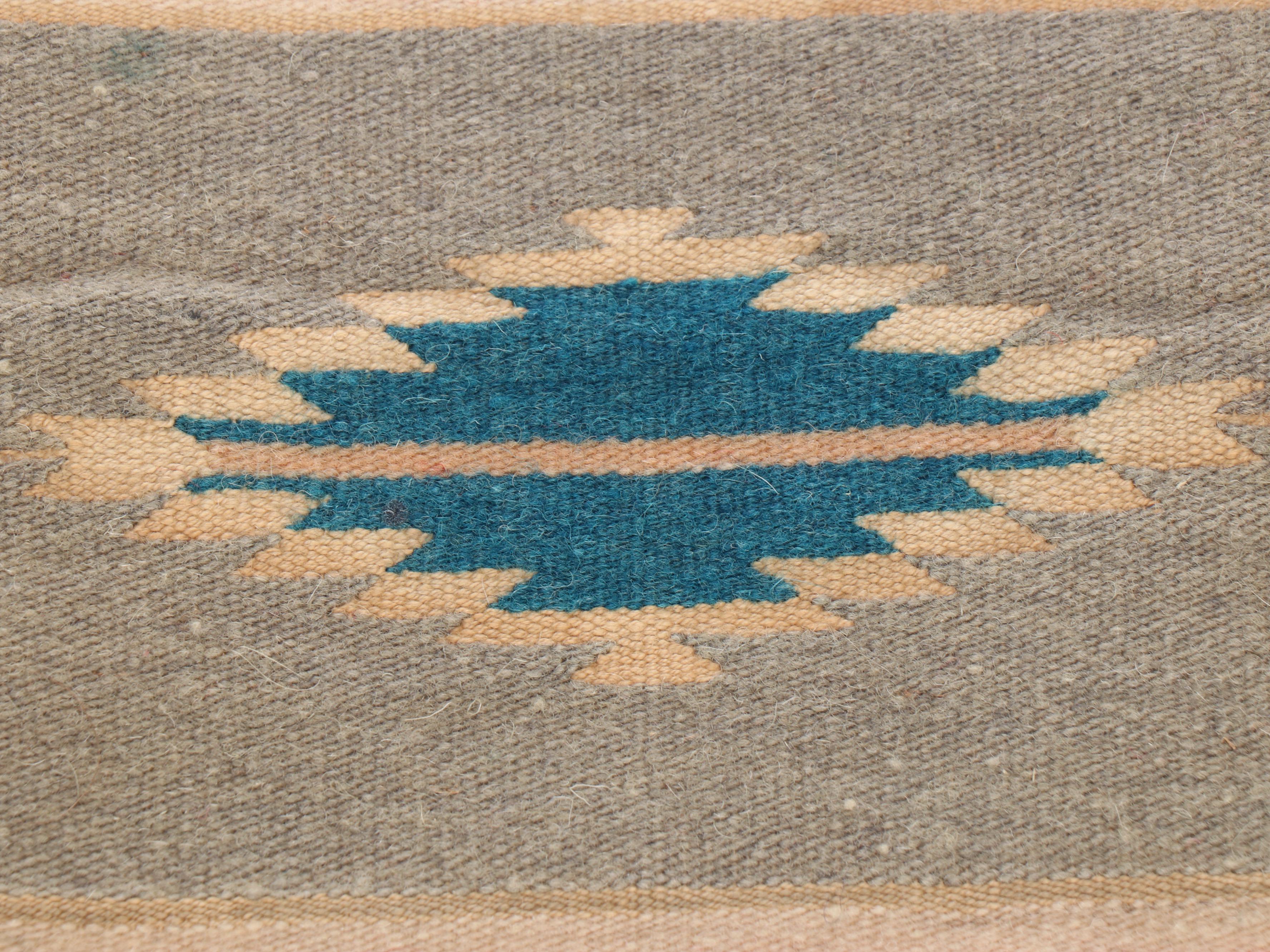 2'2" x 1'7" Chimayo Handwoven Rug and Mat with Mexican Saltillo Mat