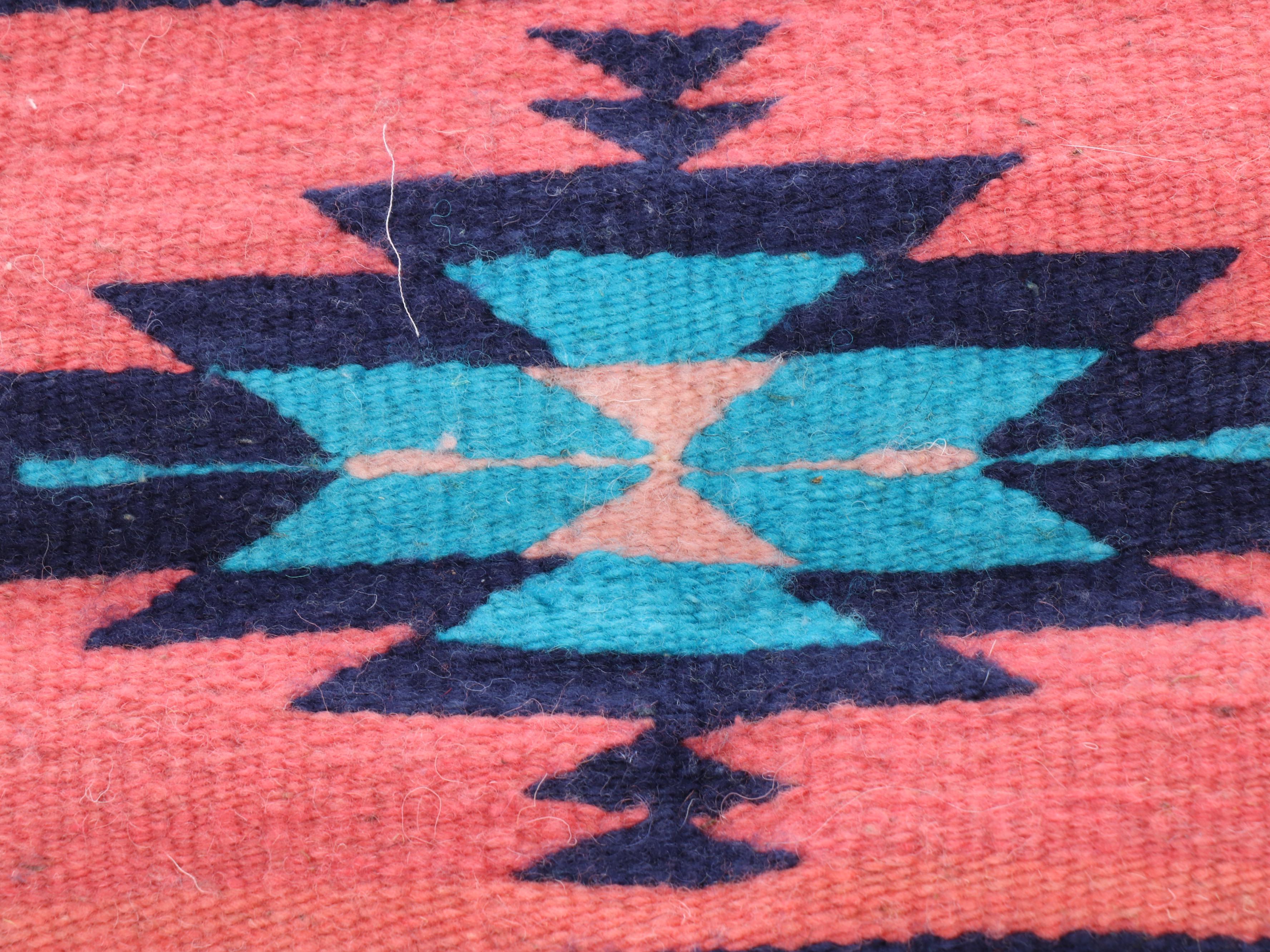 2'2" x 1'7" Chimayo Handwoven Rug and Mat with Mexican Saltillo Mat