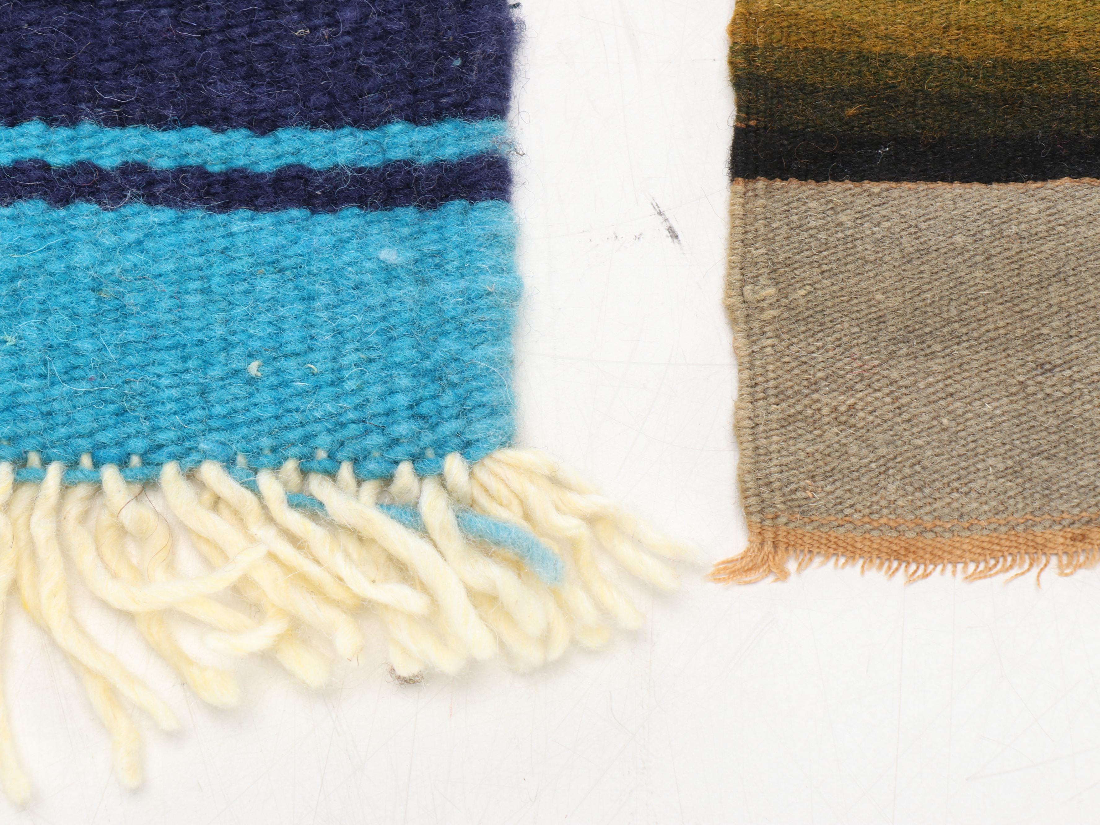 2'2" x 1'7" Chimayo Handwoven Rug and Mat with Mexican Saltillo Mat