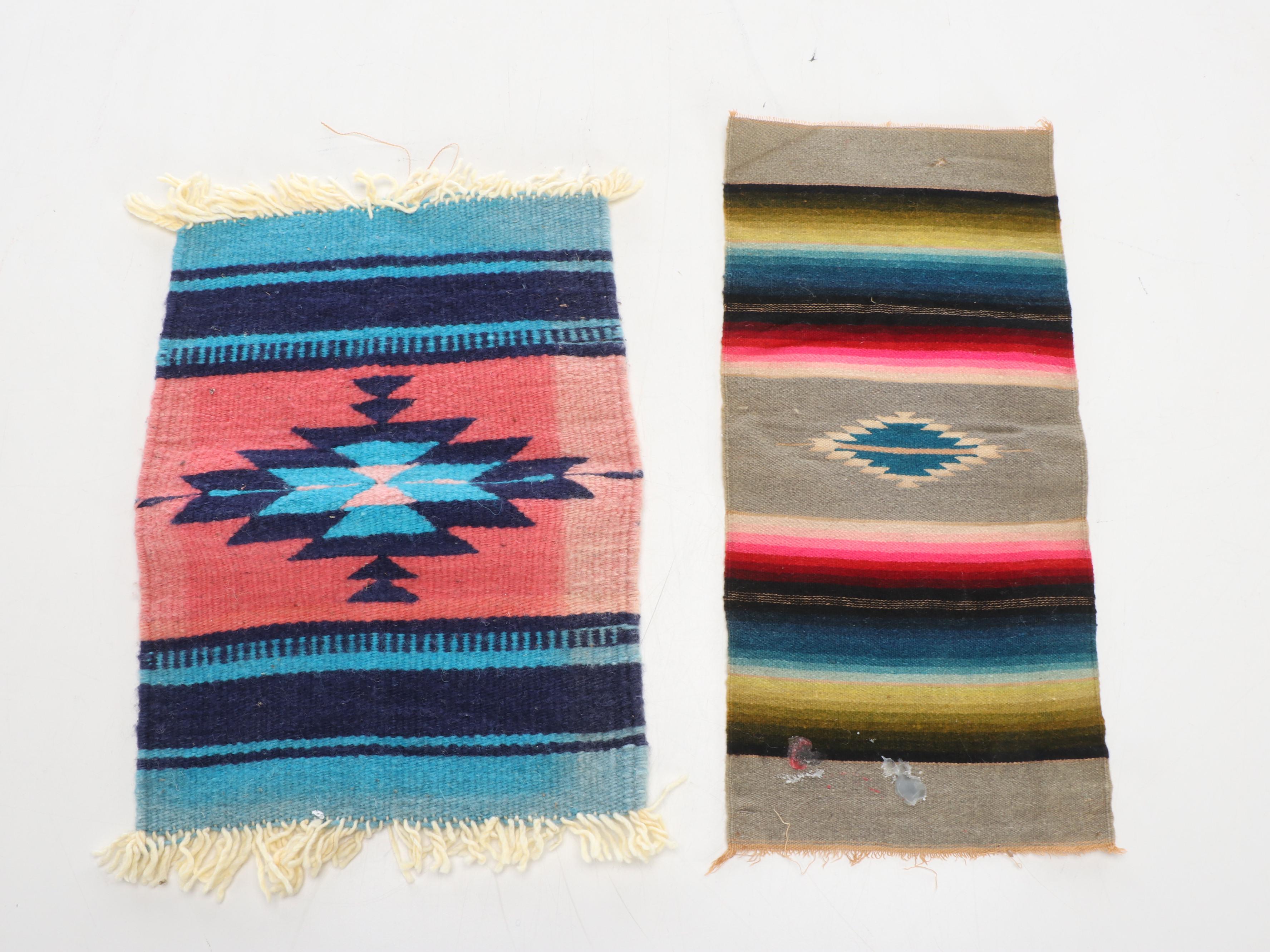 2'2" x 1'7" Chimayo Handwoven Rug and Mat with Mexican Saltillo Mat