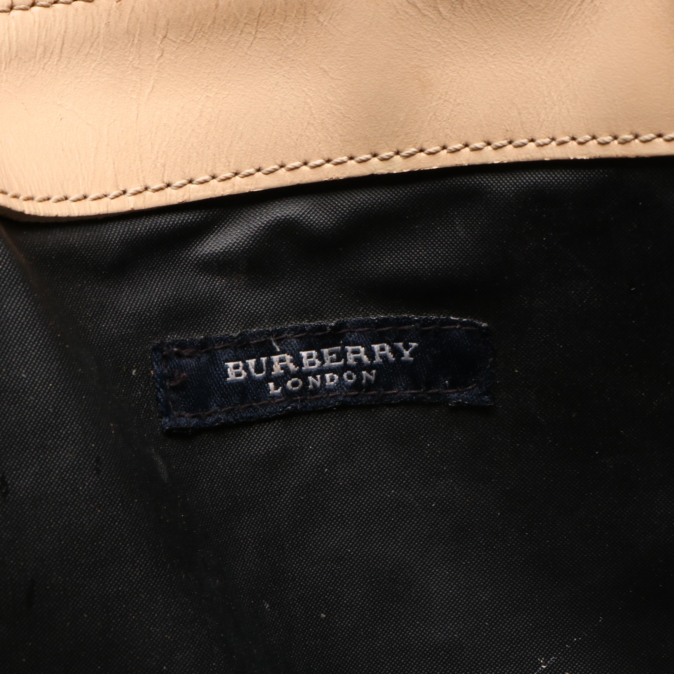 Burberry Leather Handle Tote in Nova Check Nylon Canvas and Leather