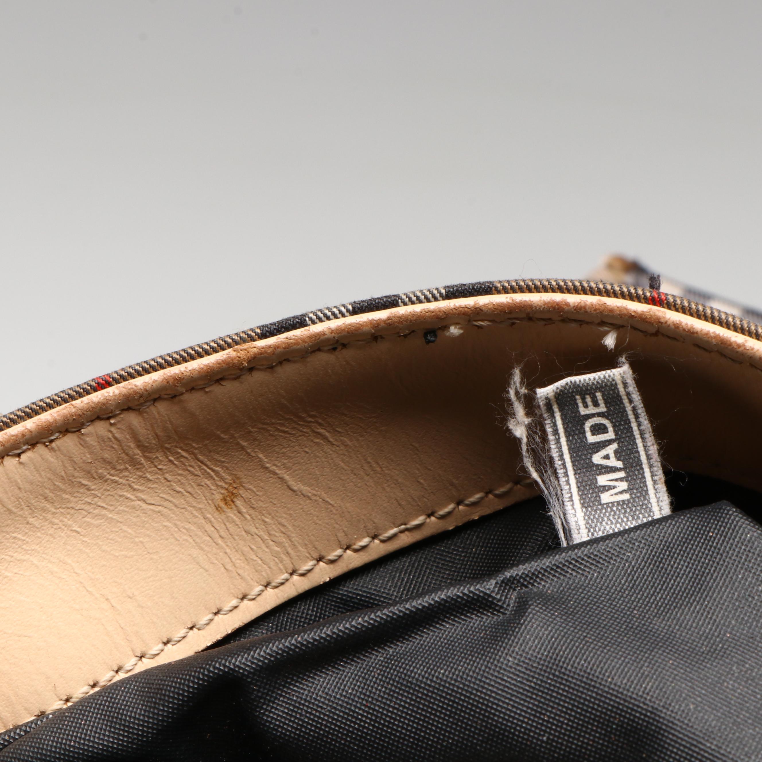 Burberry Leather Handle Tote in Nova Check Nylon Canvas and Leather