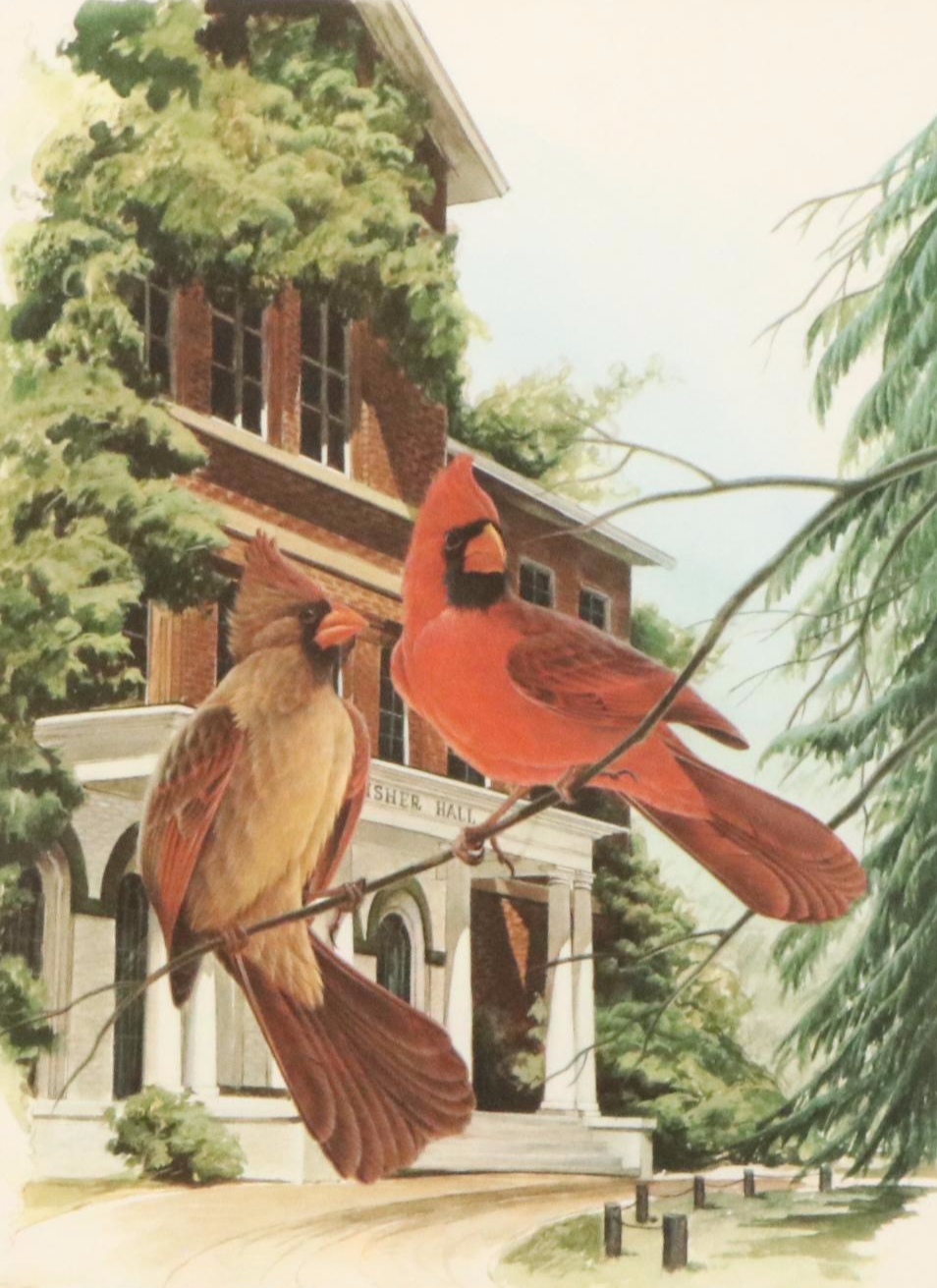John A. Ruthven Offset Lithograph "Cardinals," Late 20th Century