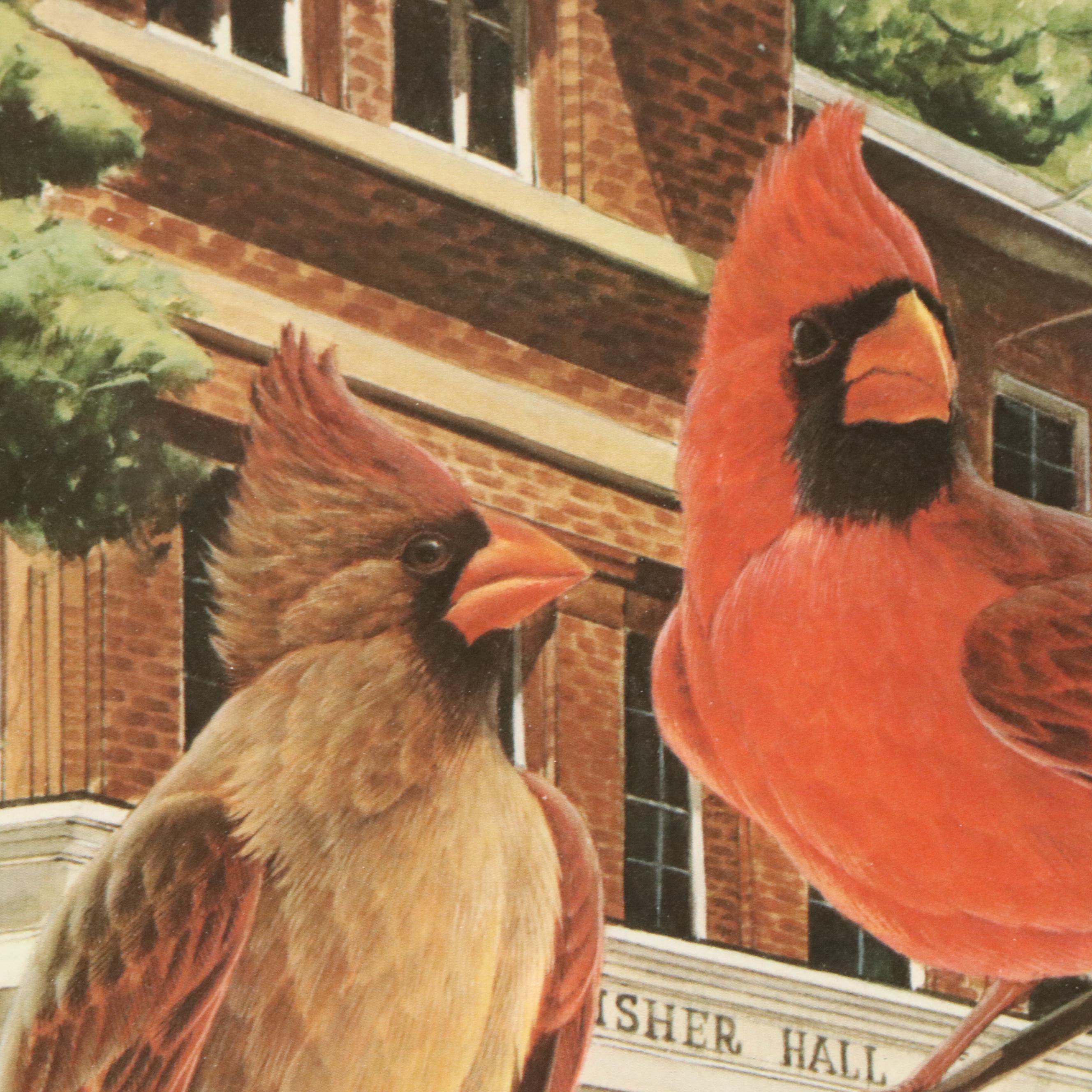 John A. Ruthven Offset Lithograph "Cardinals," Late 20th Century