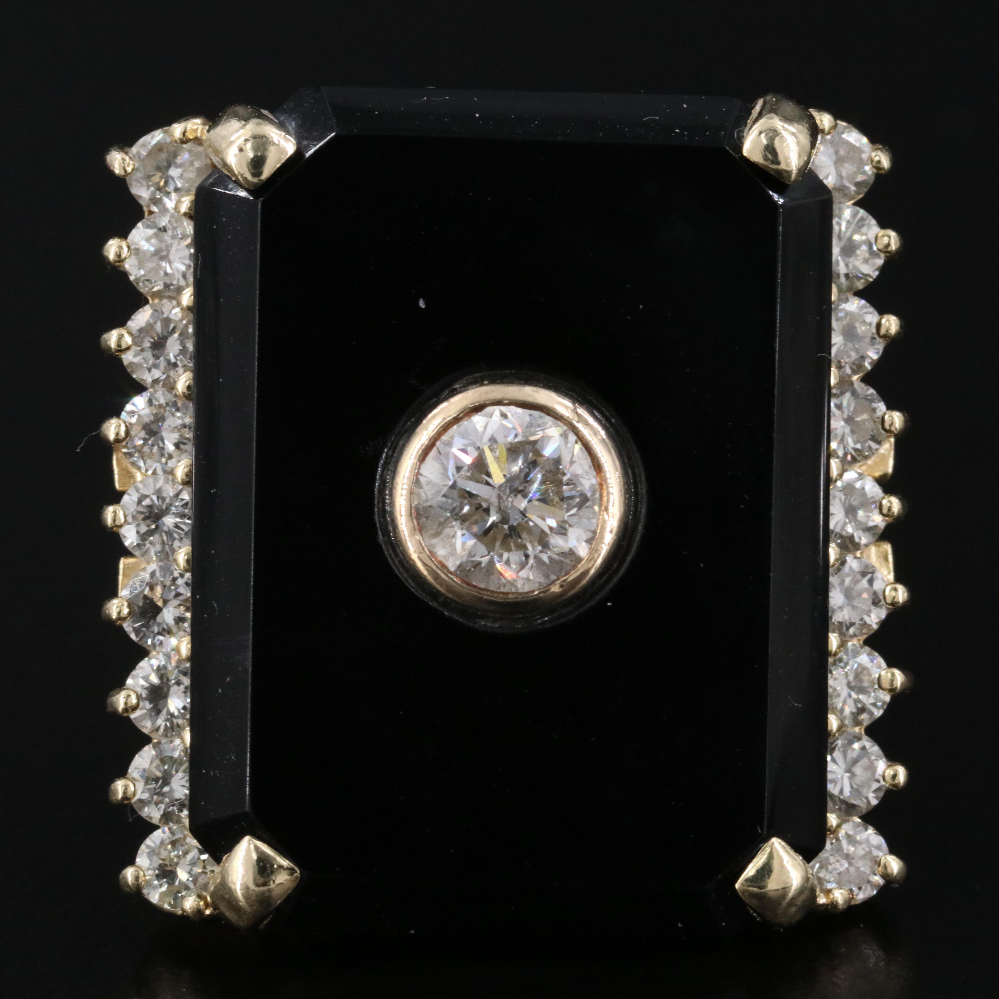 Vintage 14K Black Onyx and Diamond Ring