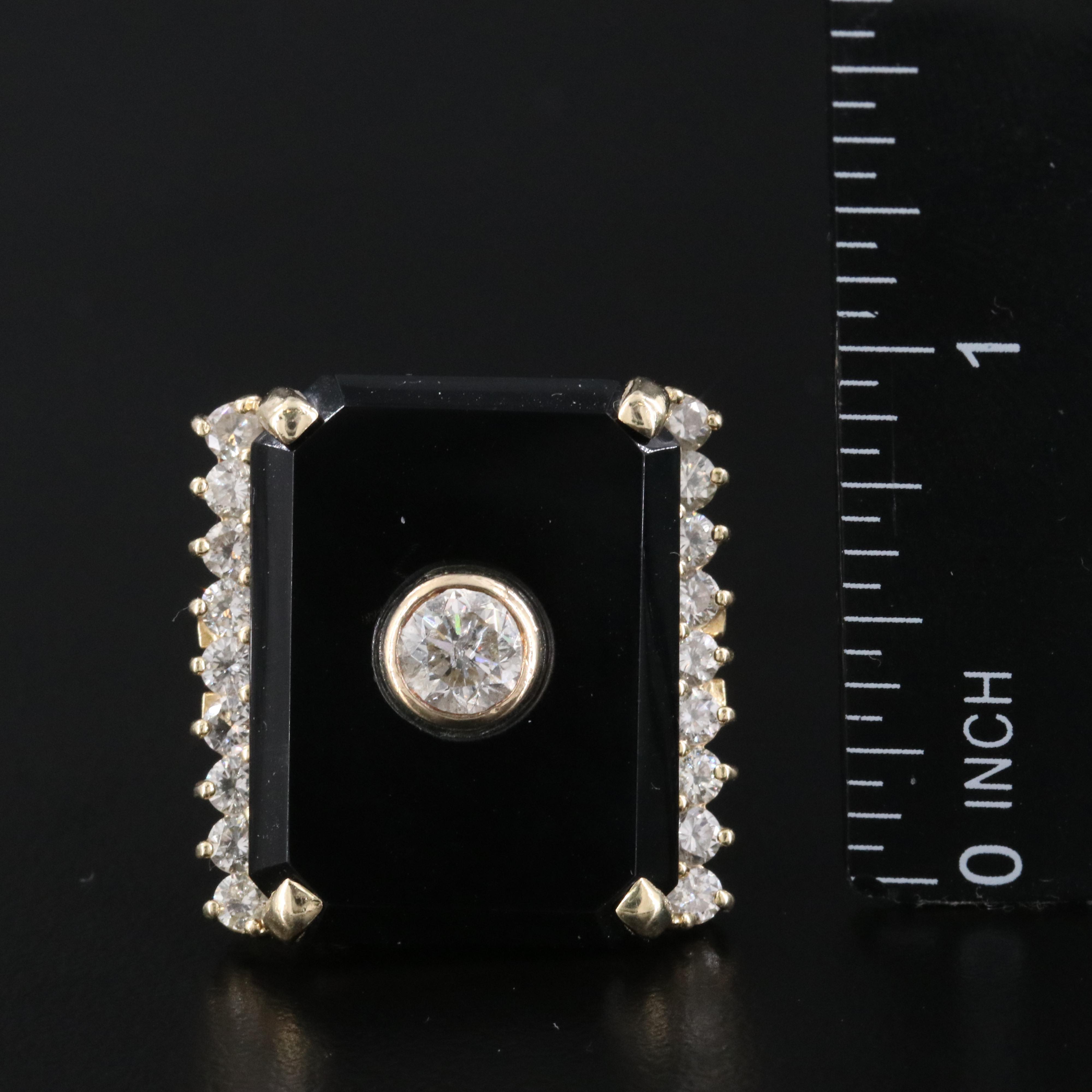 Vintage 14K Black Onyx and Diamond Ring