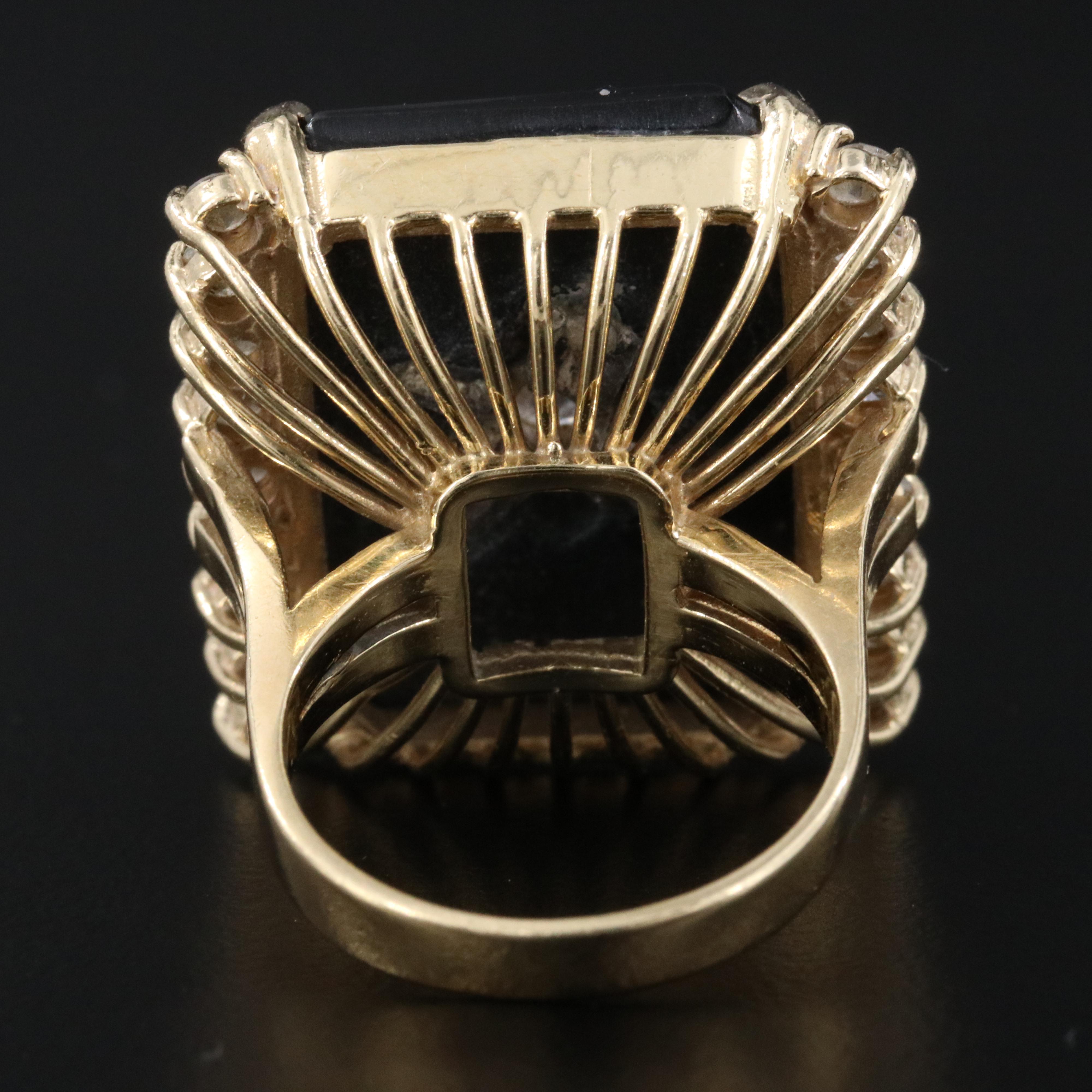 Vintage 14K Black Onyx and Diamond Ring