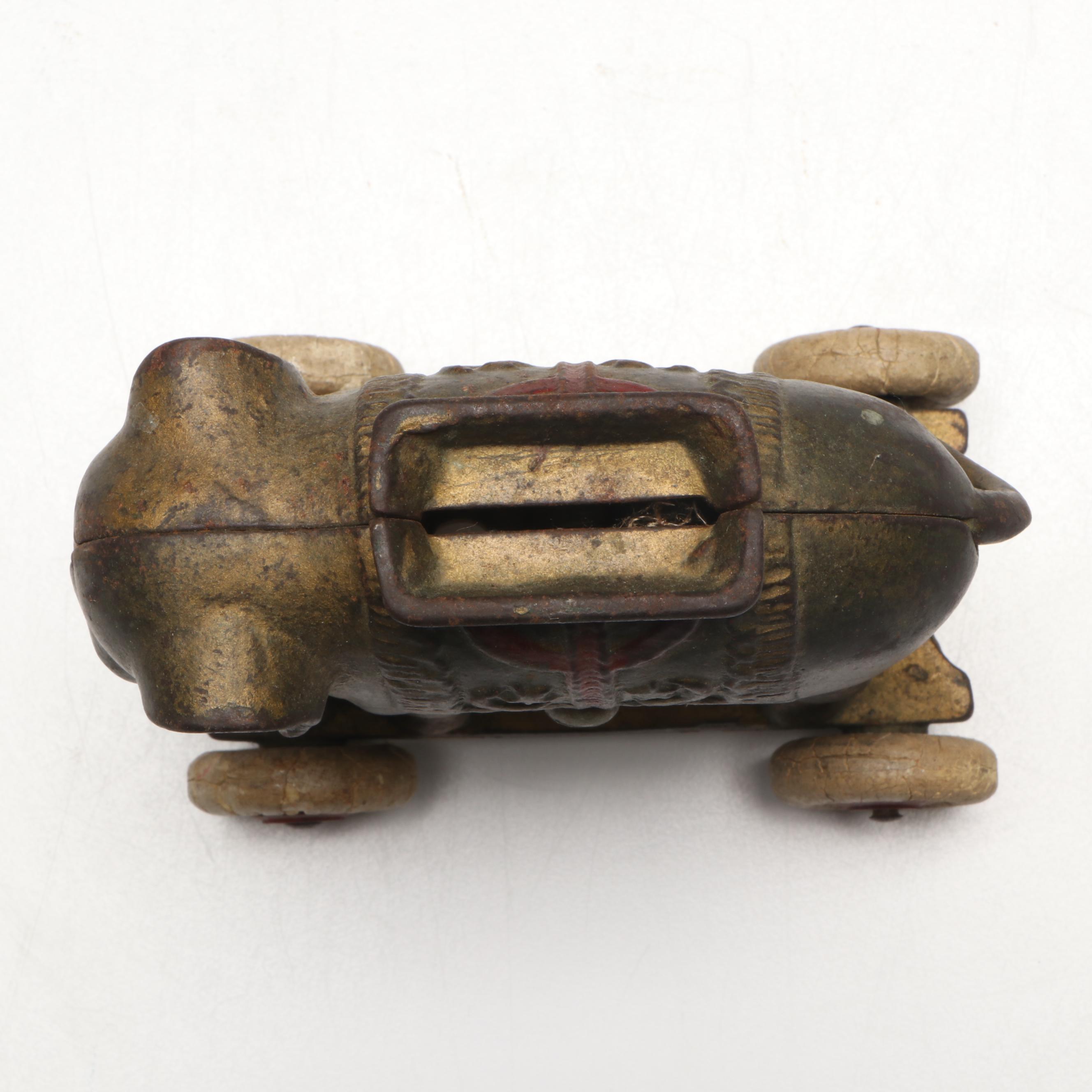 A. C. Williams Cast Iron Elephant Coin Bank on Wheels