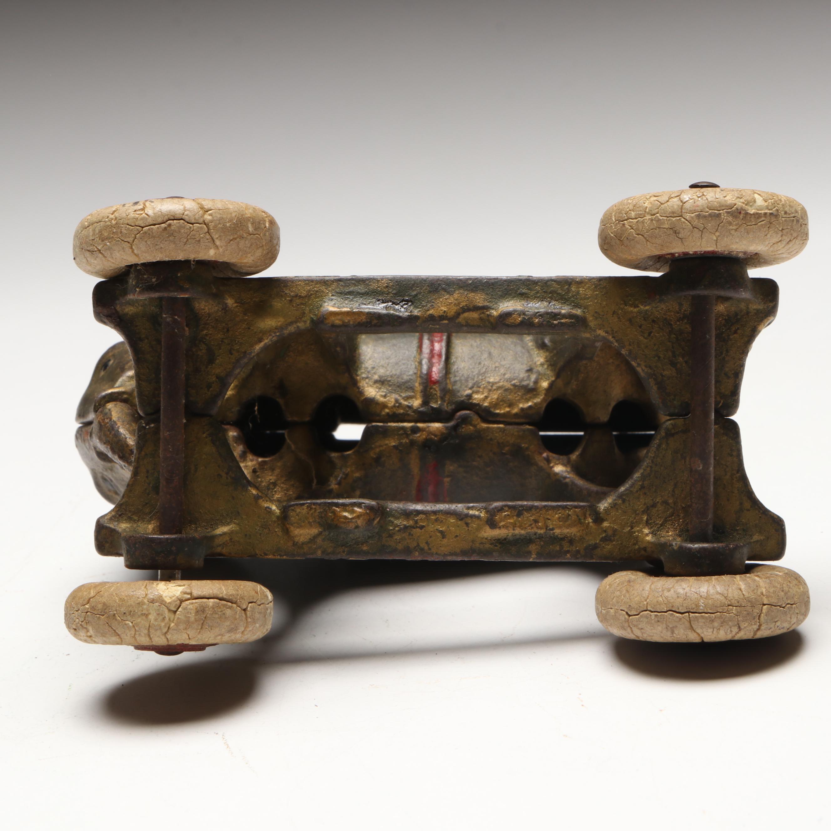 A. C. Williams Cast Iron Elephant Coin Bank on Wheels