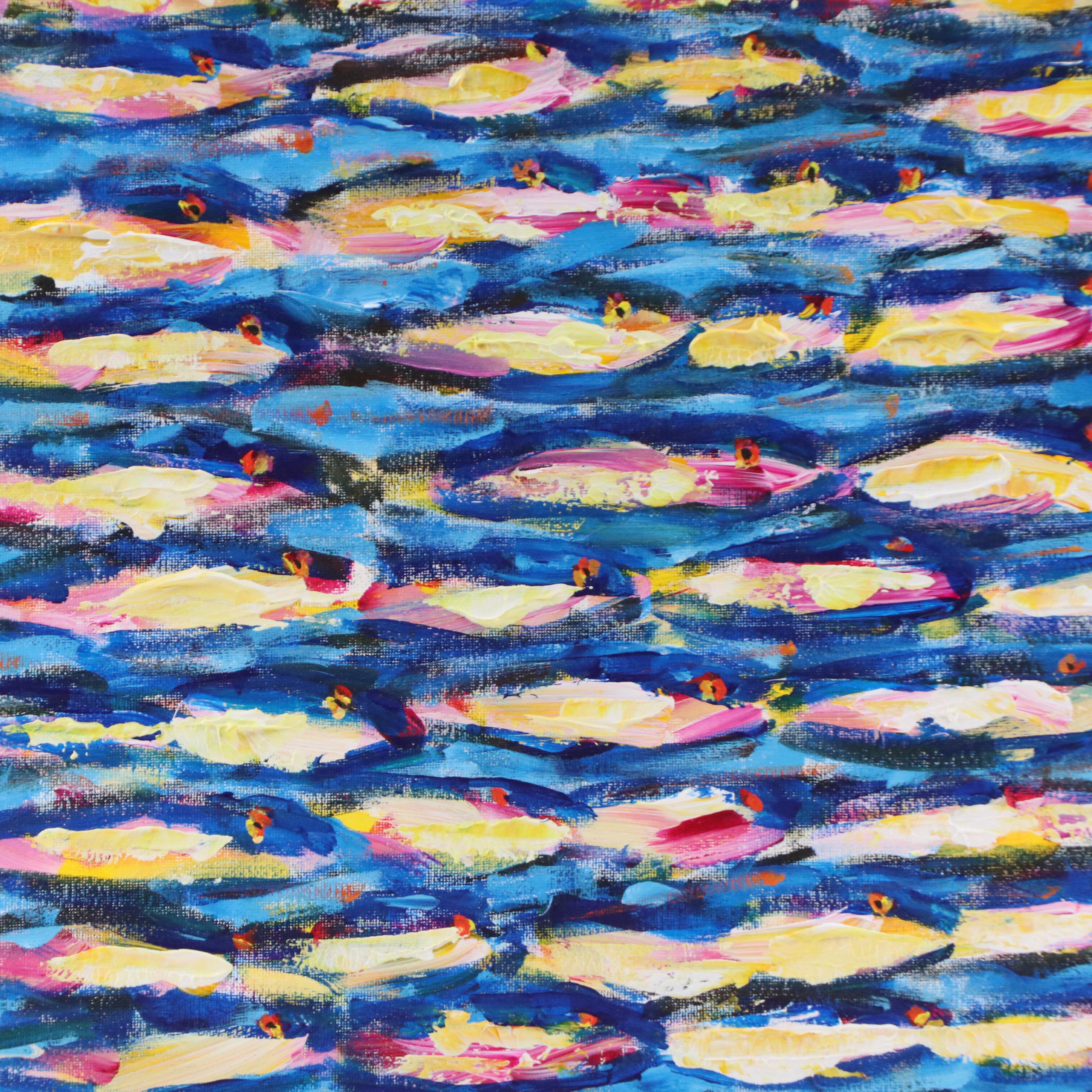 Elle Raines Stylized Acrylic Painting " School of Sardines #8," 21st Century
