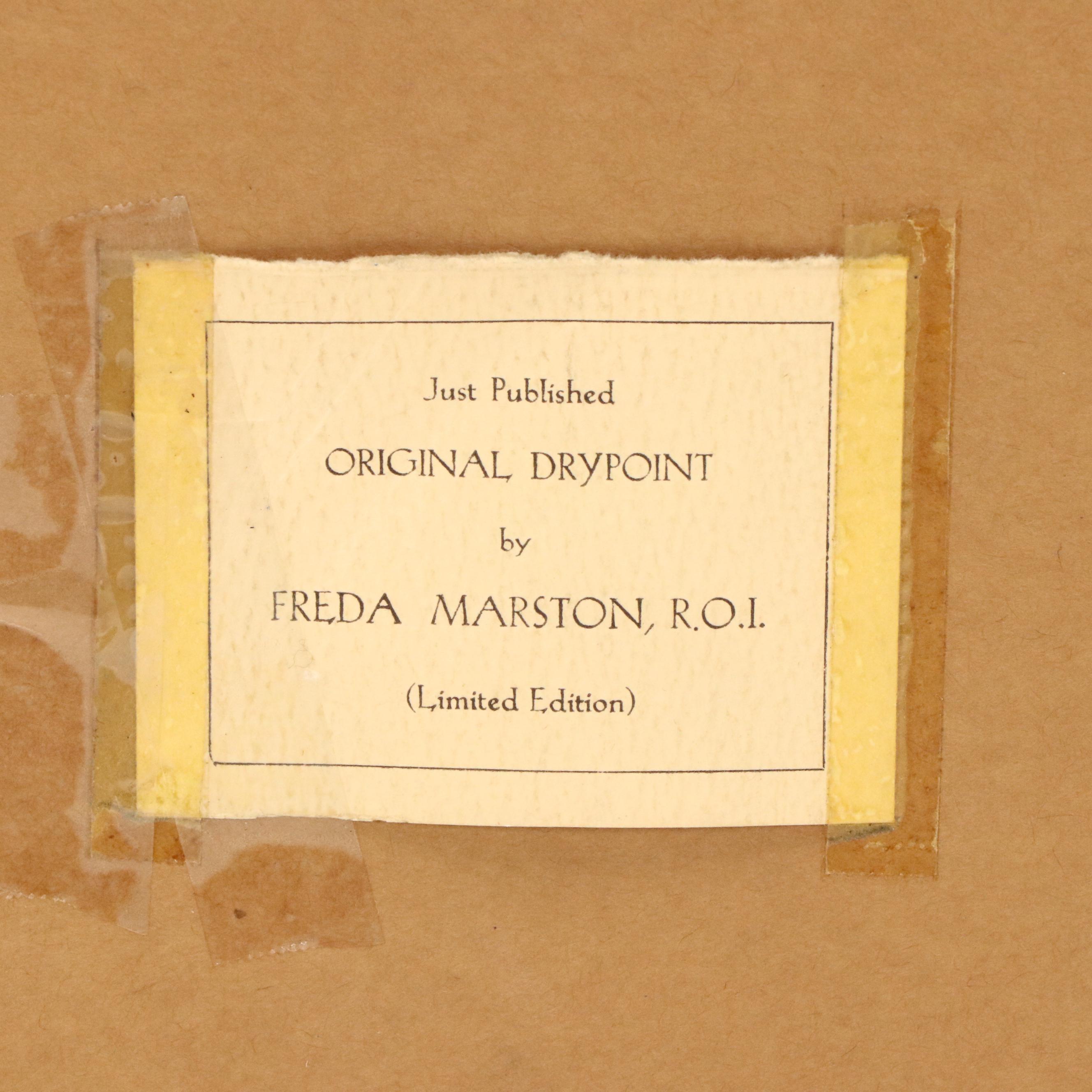 Freda Marston Drypoint Etching "In The Cotswolds, Near Broadway"