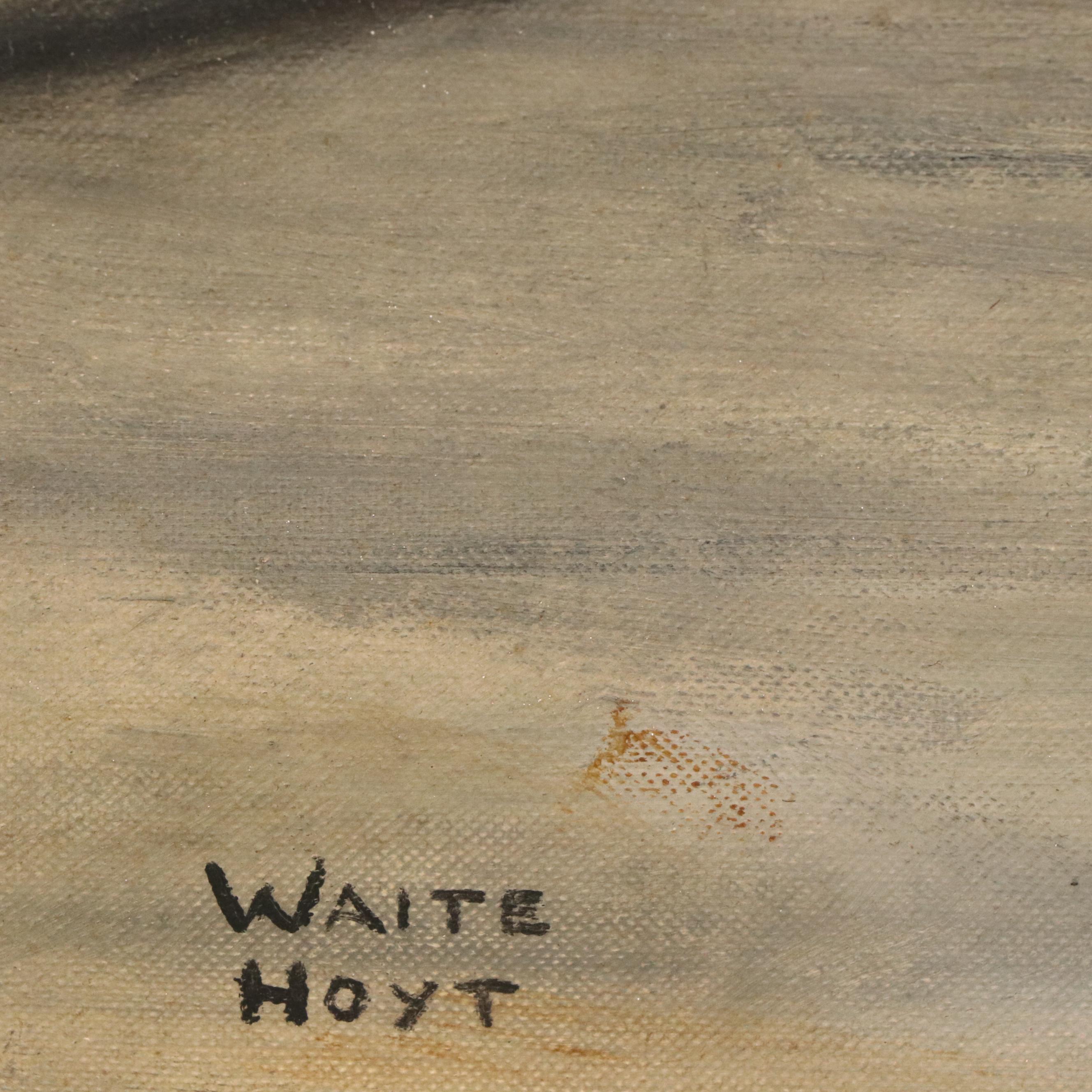 Waite Hoyt Oil Painting of Street Scene with Train, 20th Century