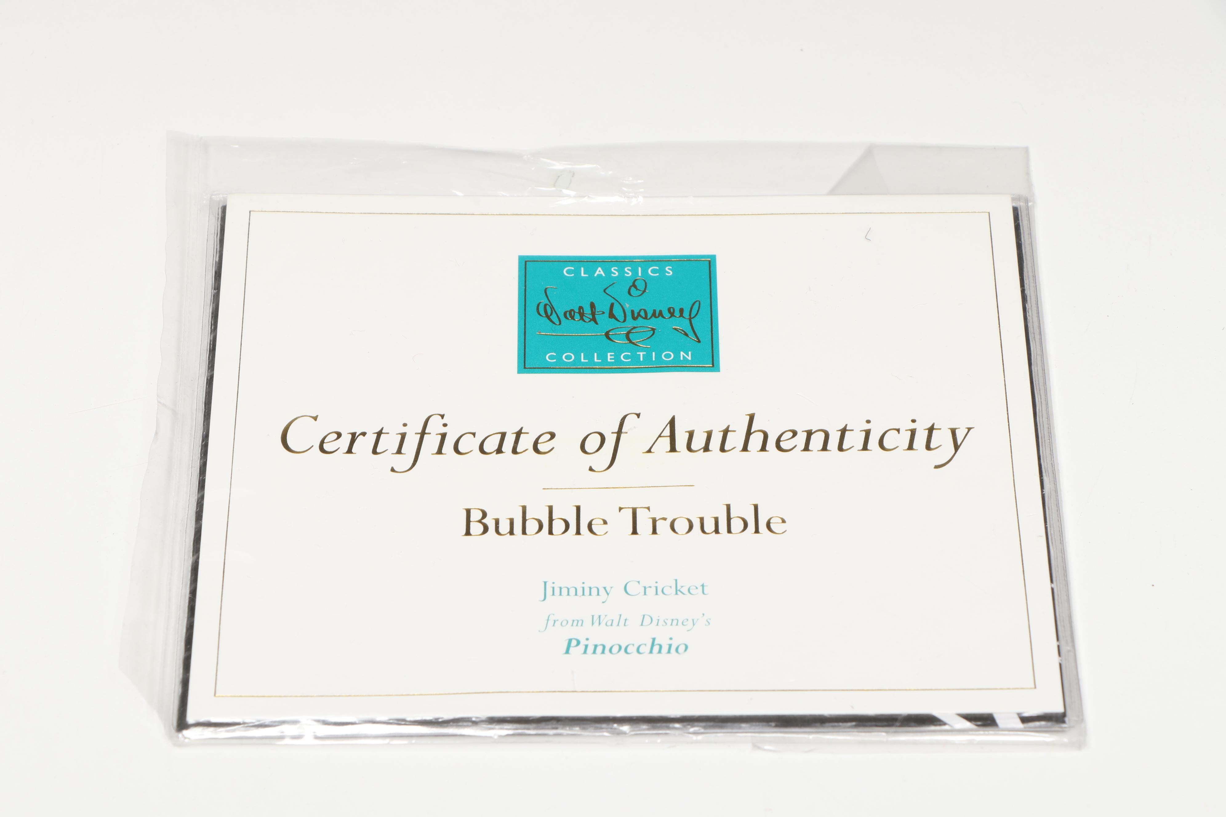 Disney Pinocchio "Bubble Trouble" Jiminiy Cricket 70th Anniversary Figurine