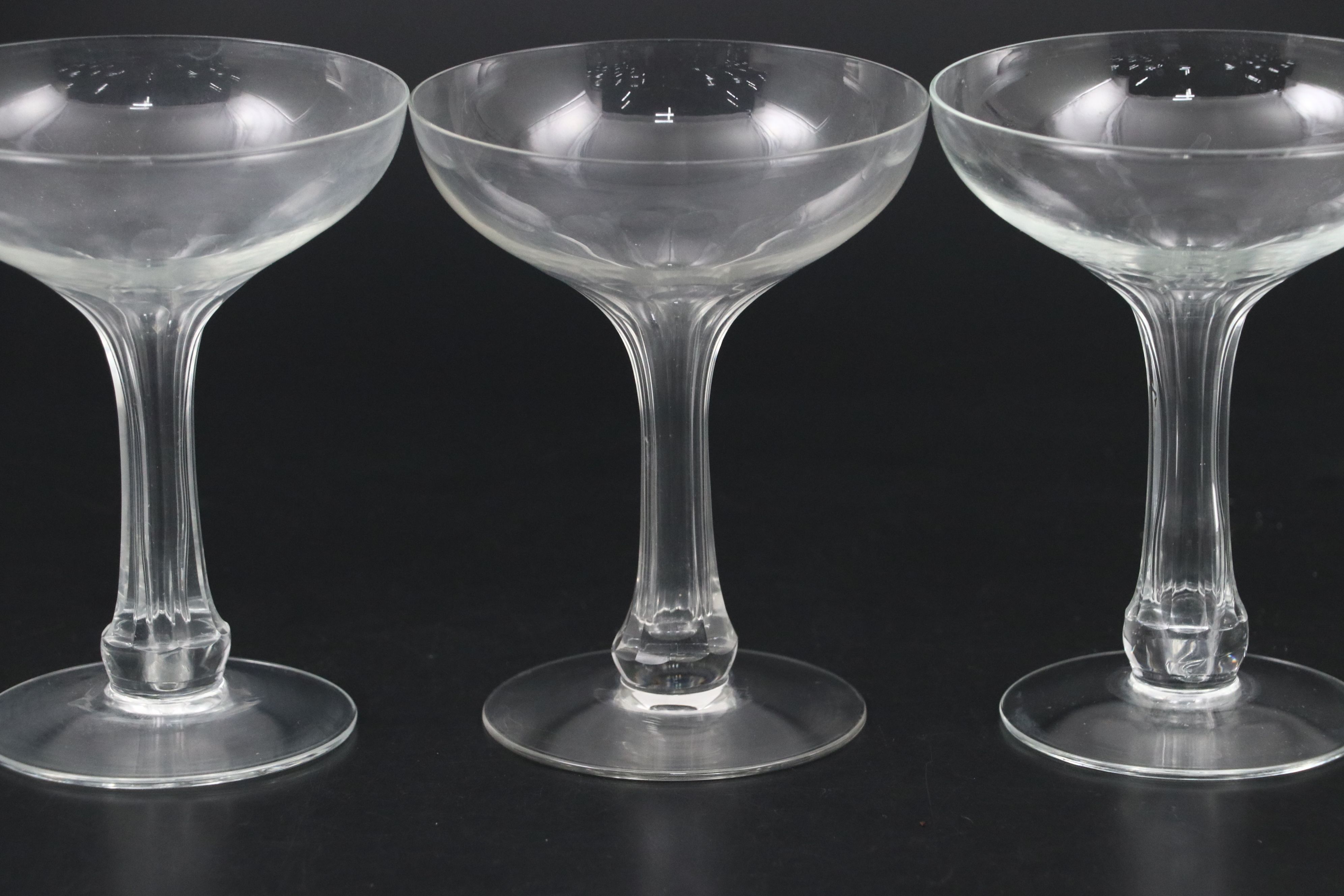 Mid-Century Glass Champagne Coupes and Tray