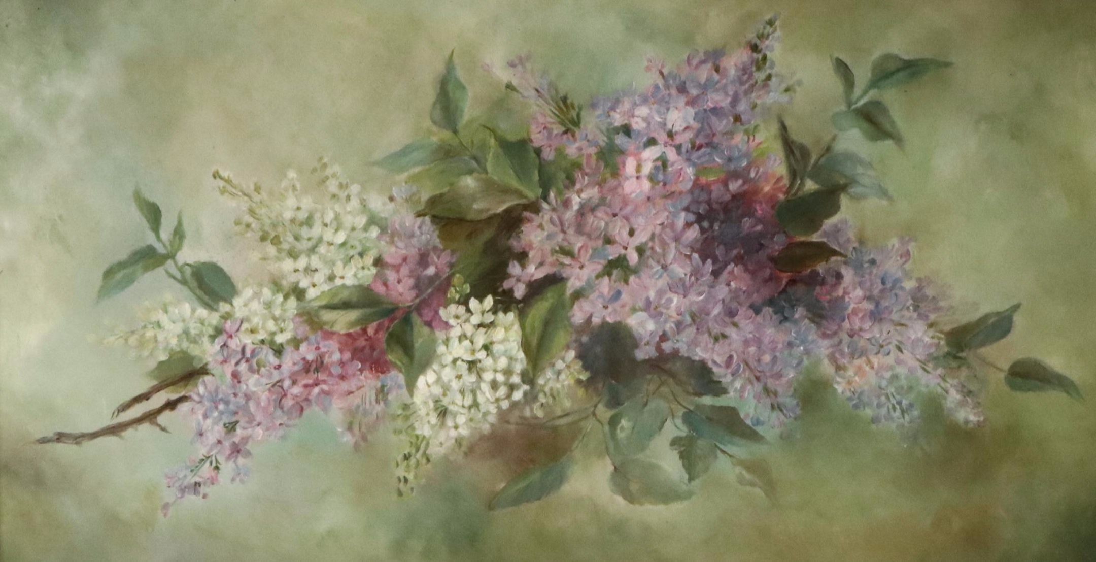 Floral Oil Painting of Purple and White Hyacinth