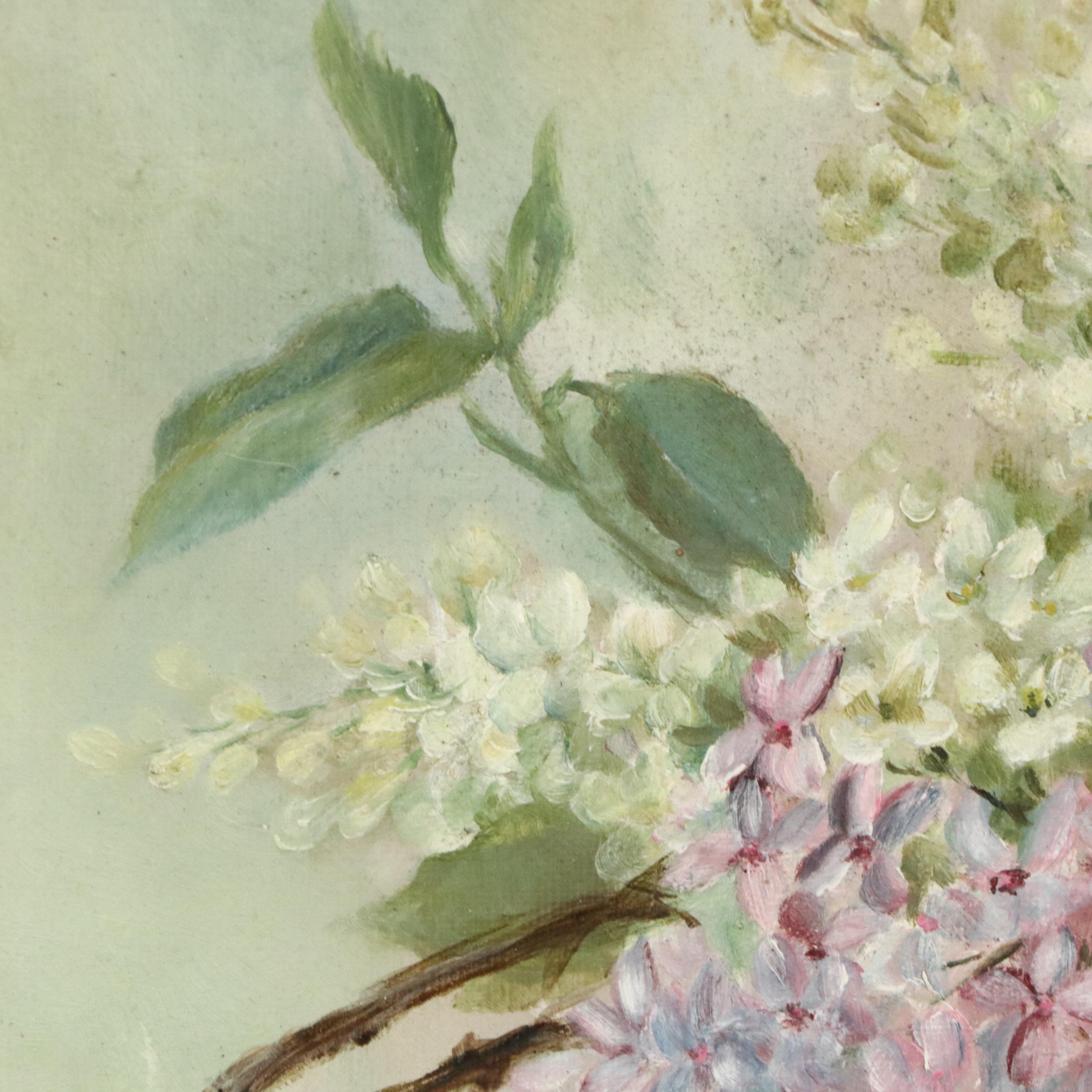 Floral Oil Painting of Purple and White Hyacinth