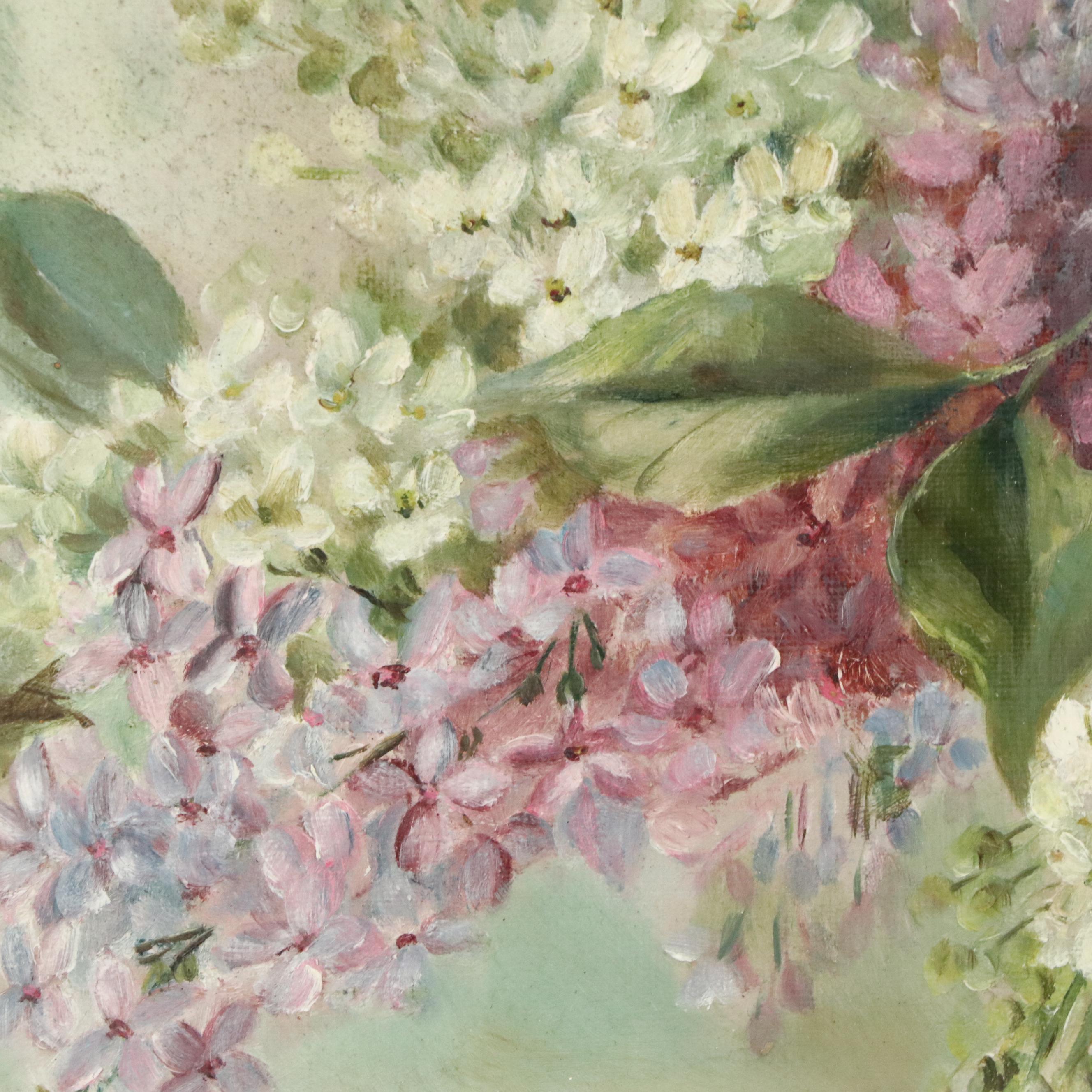 Floral Oil Painting of Purple and White Hyacinth