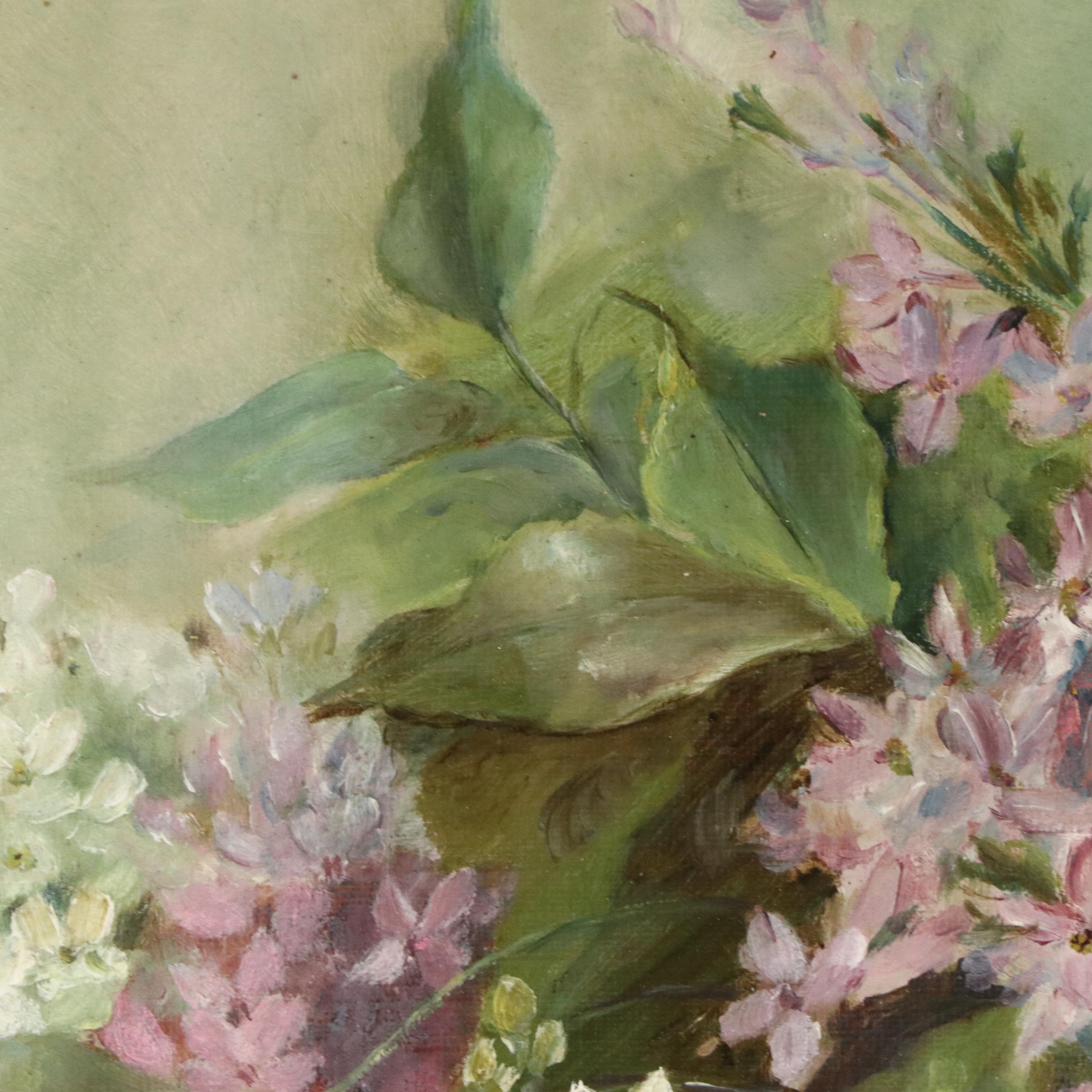 Floral Oil Painting of Purple and White Hyacinth