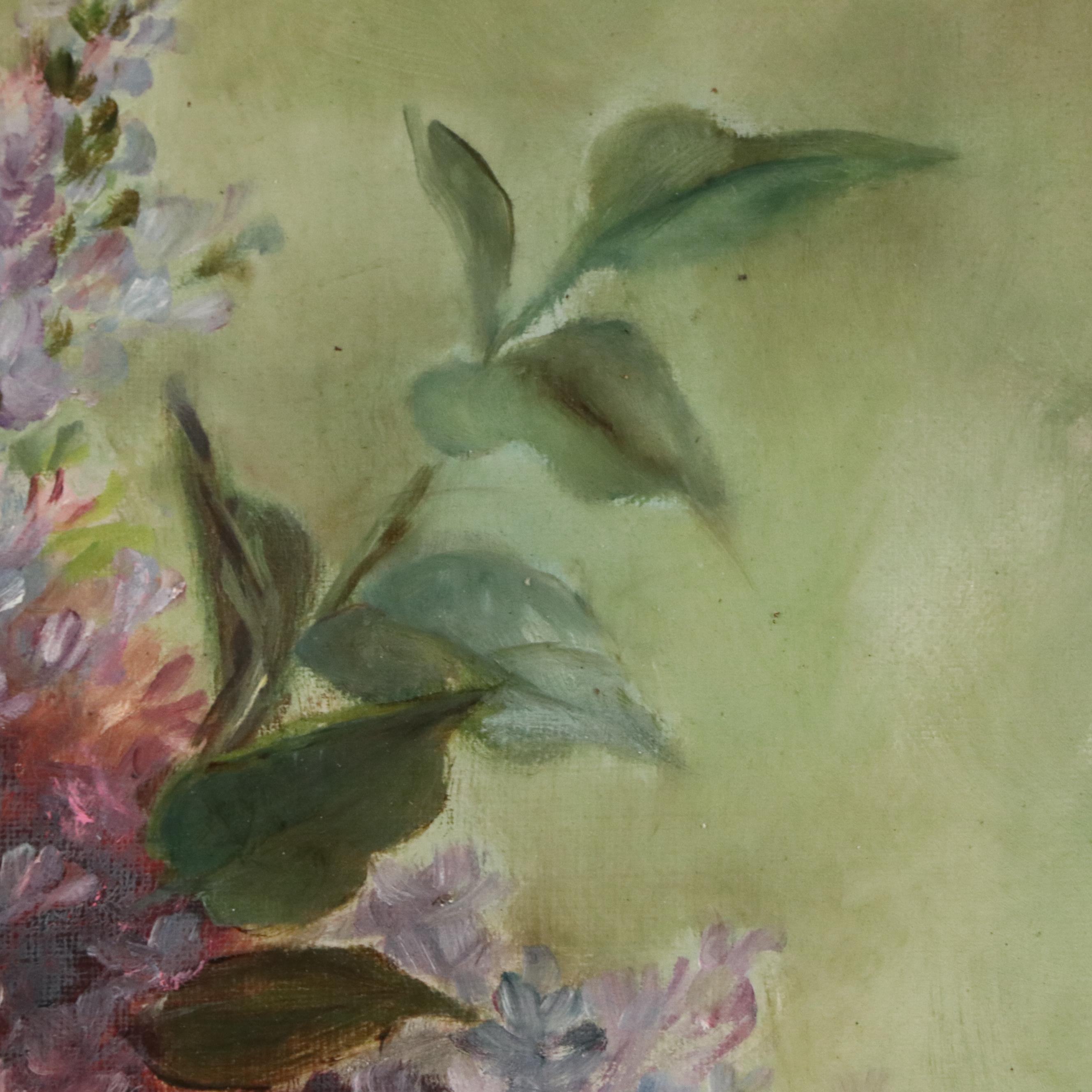 Floral Oil Painting of Purple and White Hyacinth