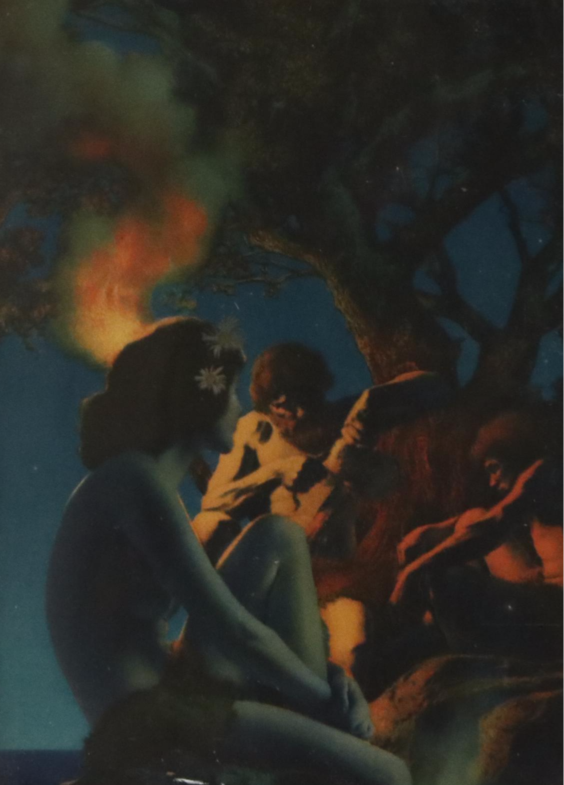 Maxfield Parrish "Primitive Man" Offset Lithograph, 20th Century