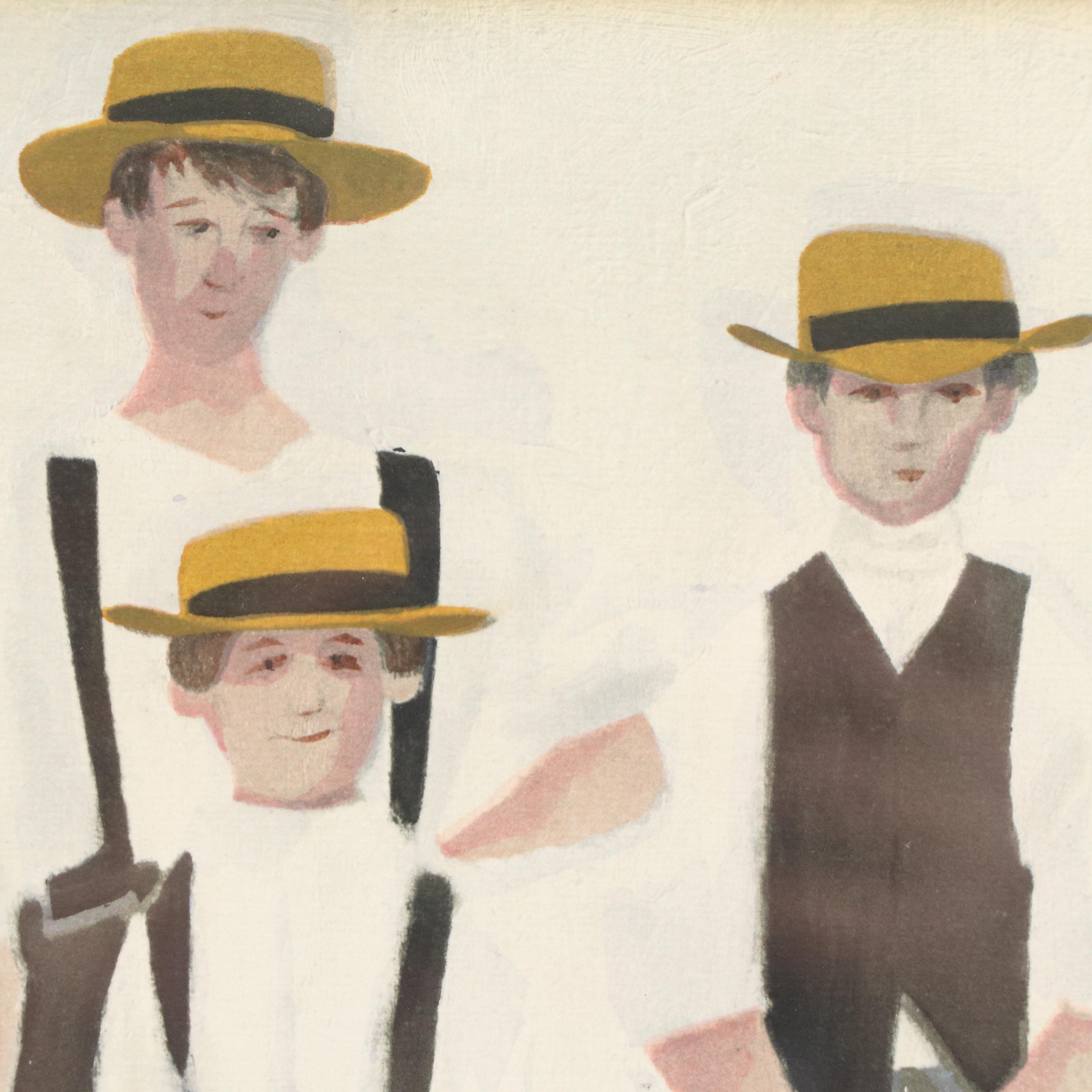 After Richard E. Howard Offset Lithograph of Amish School Boys