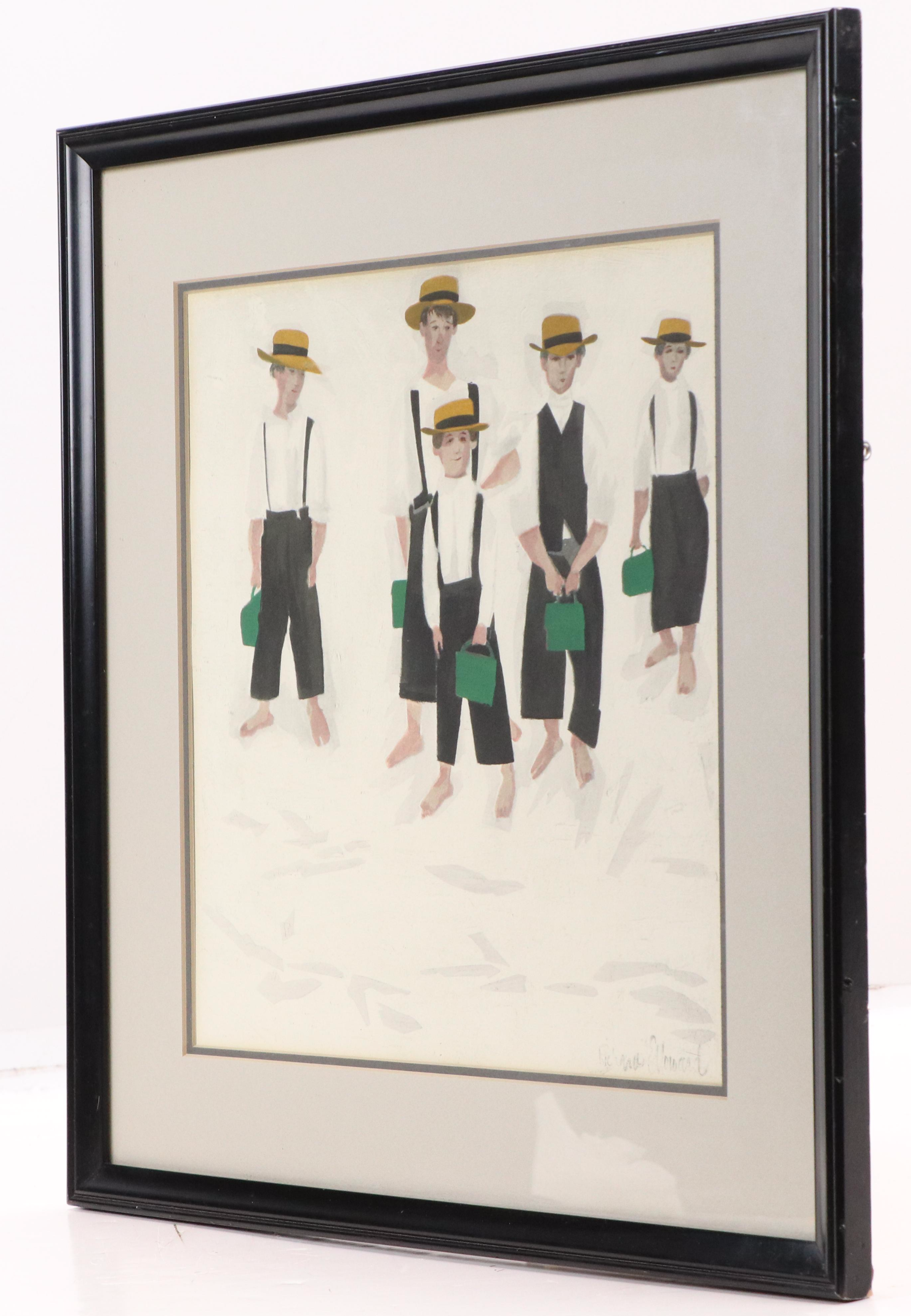 After Richard E. Howard Offset Lithograph of Amish School Boys