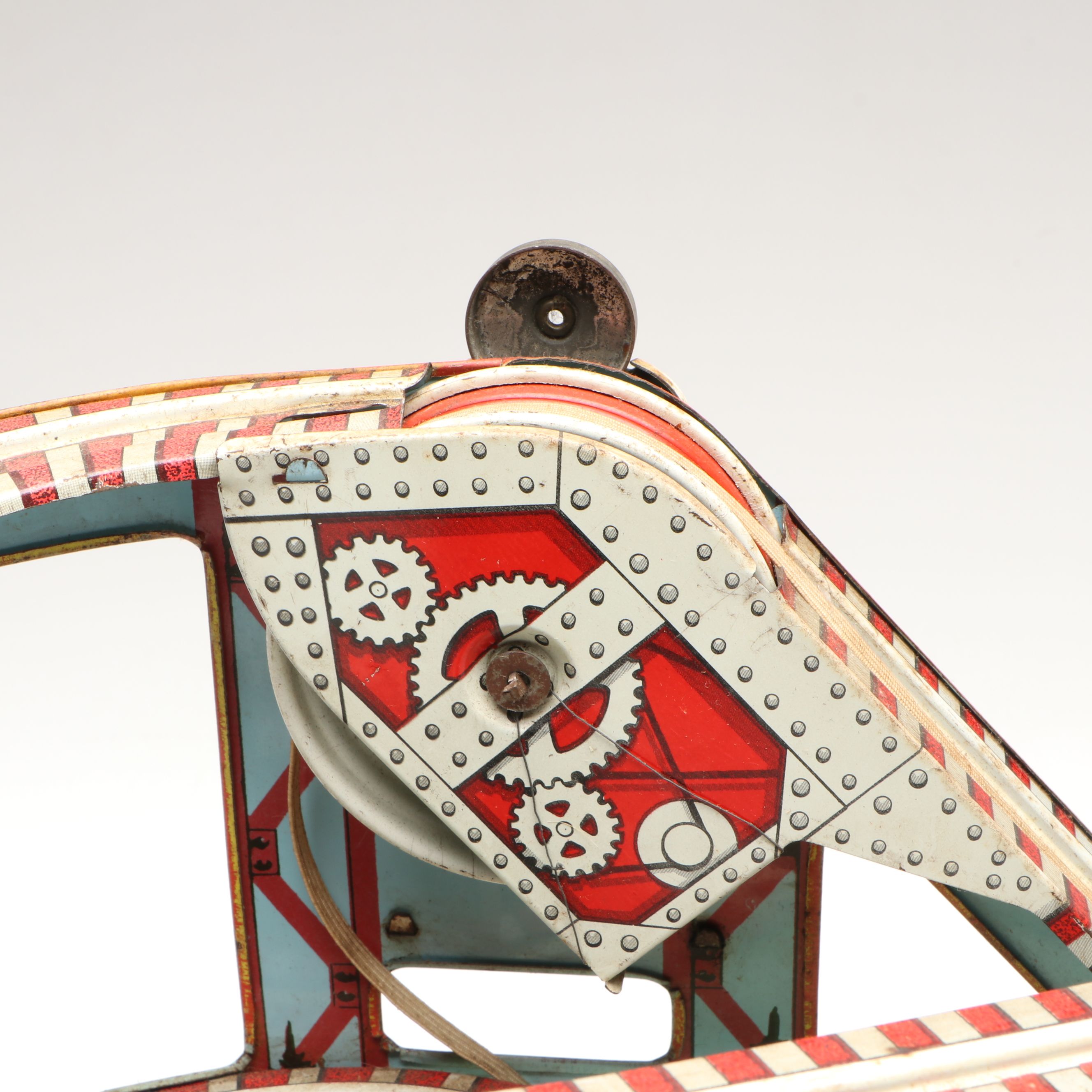 J. Chein & Co. Tin Litho Wind-Up Roller Coaster Toy, Mid-20th Century