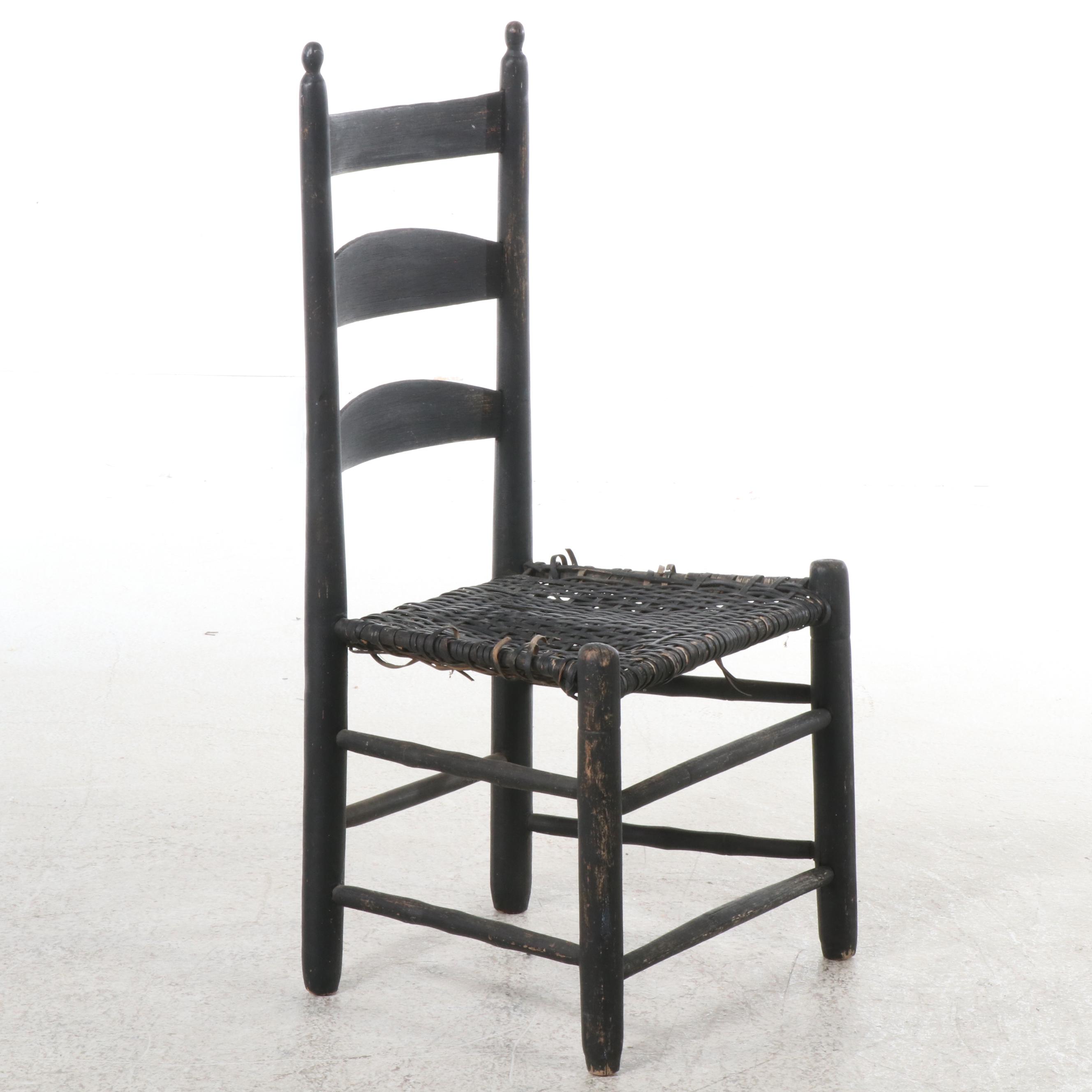 Two American Primitive Style Ladder Back Chairs