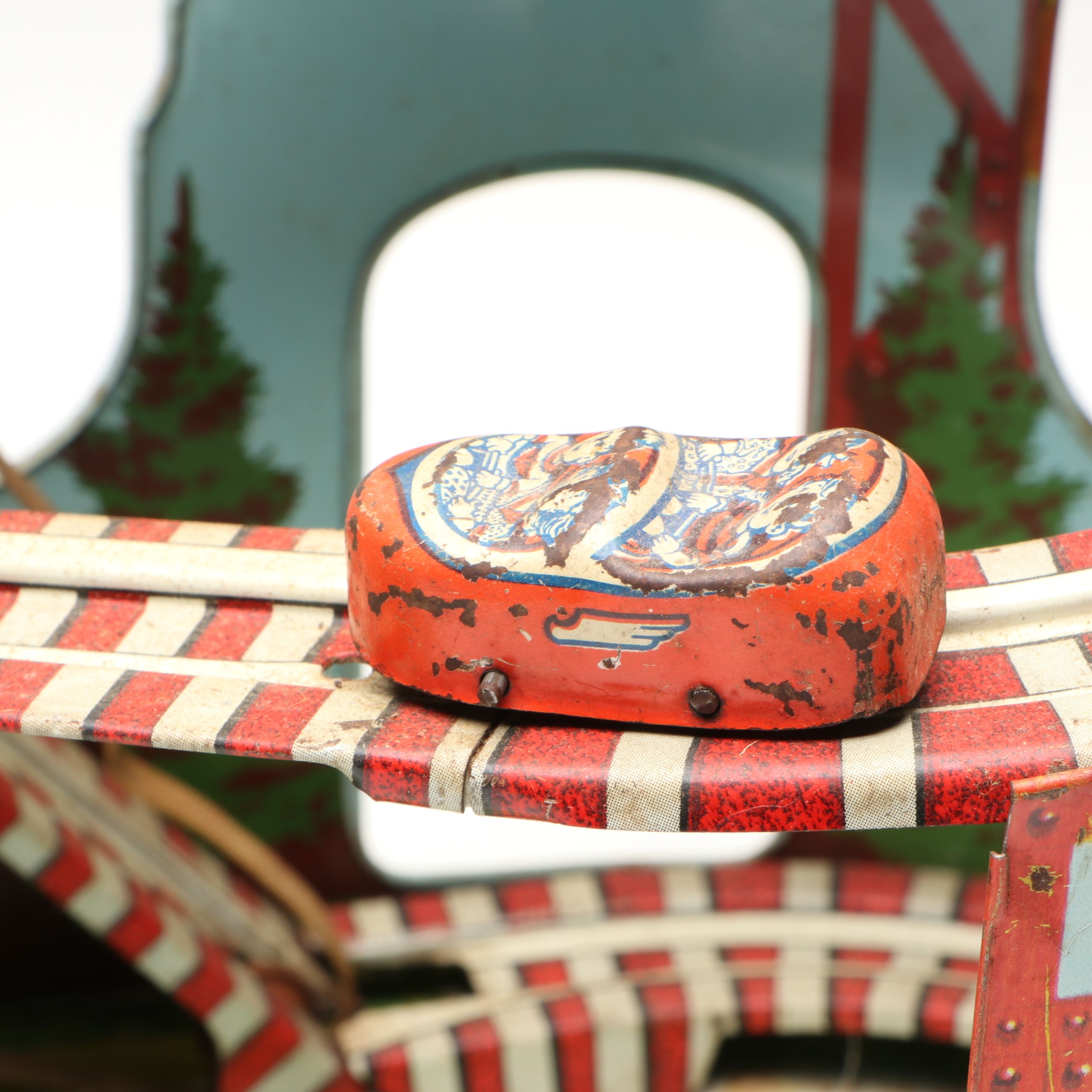 J. Chein & Co. Tin Litho Wind-Up Roller Coaster Toy, Mid-20th Century