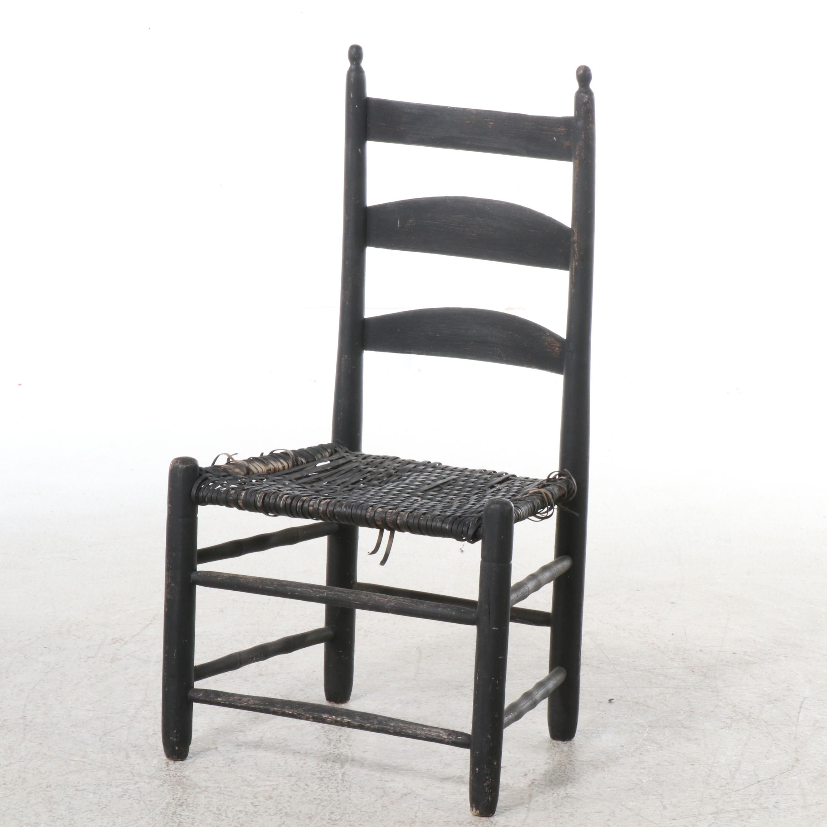 Two American Primitive Style Ladder Back Chairs