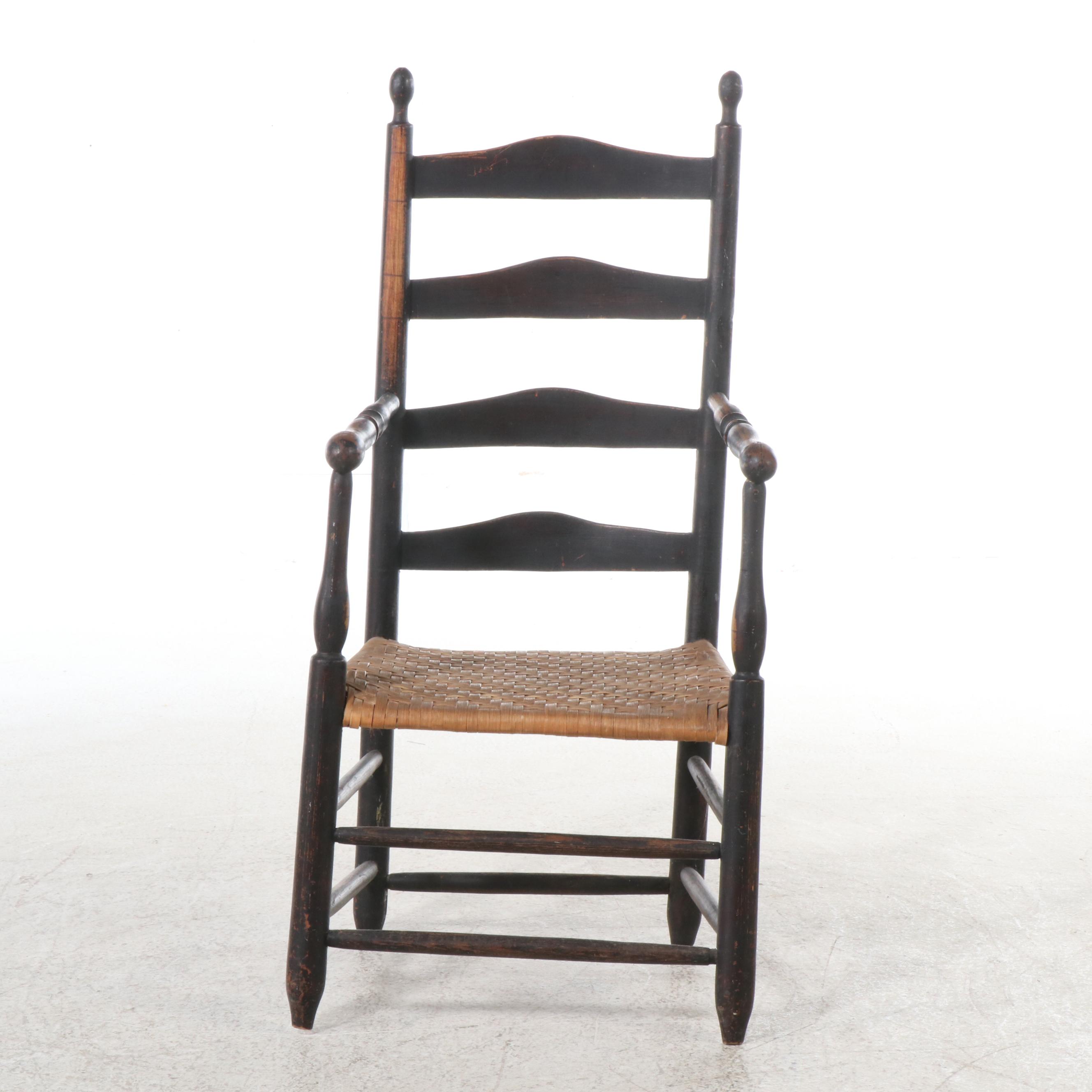 Two American Primitive Style Ladder Back Chairs