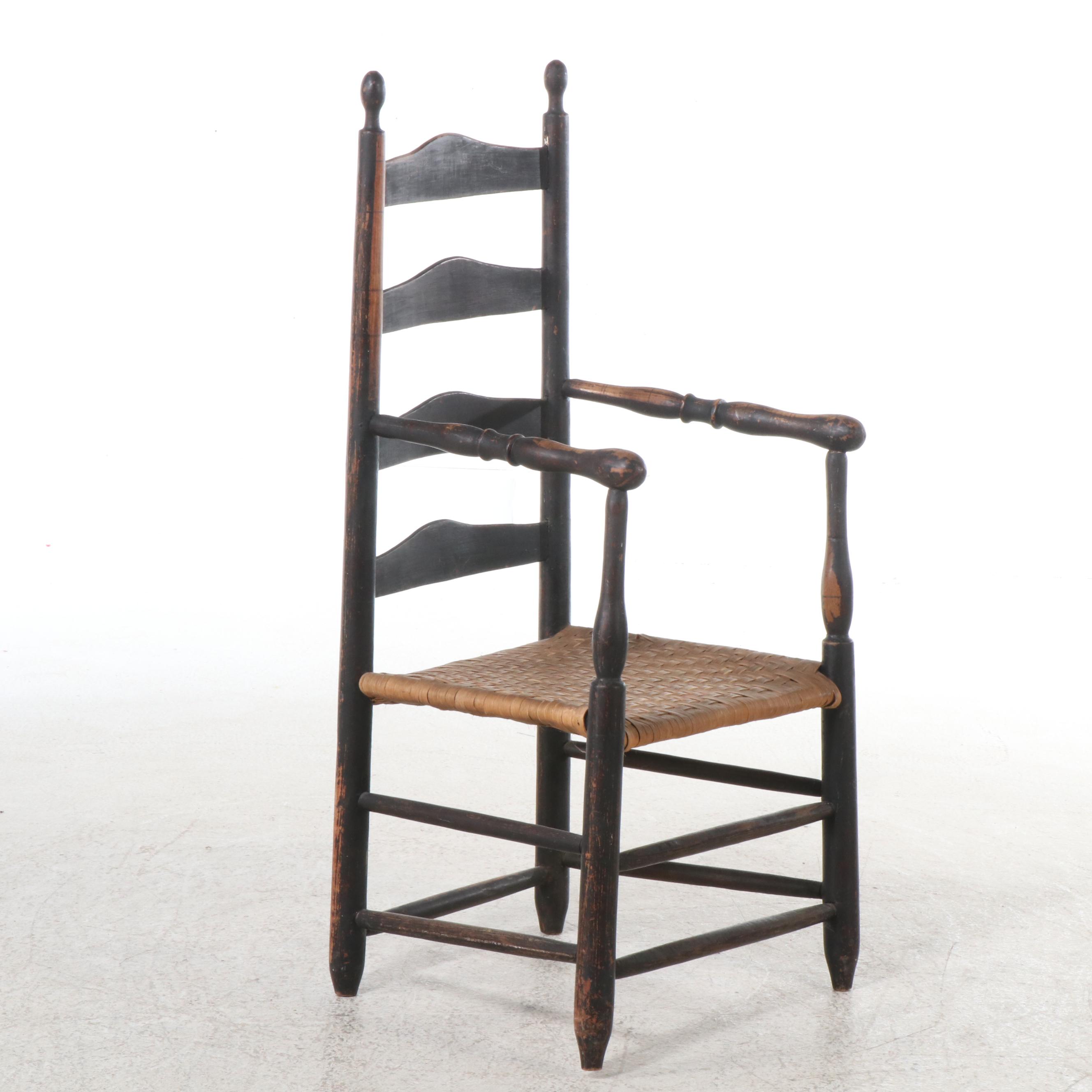 Two American Primitive Style Ladder Back Chairs